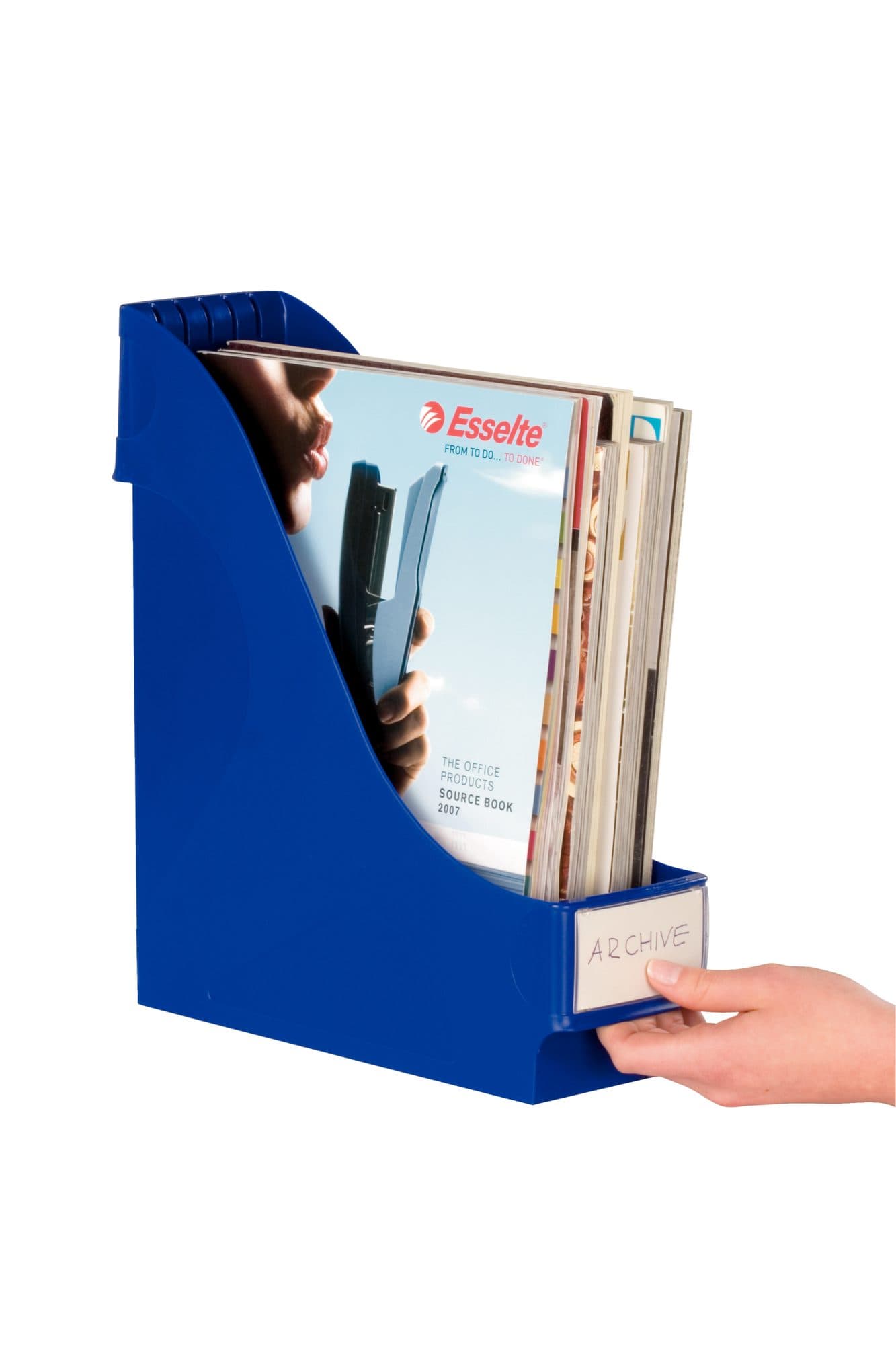 Tijdschriftencassette Leitz extra breed blauw 2