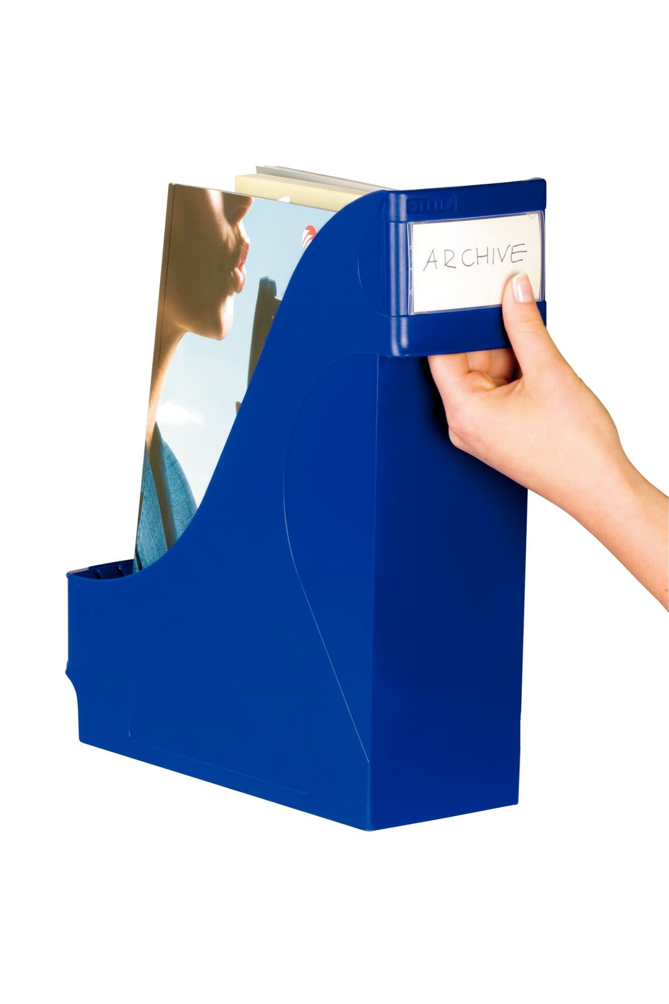 Tijdschriftencassette Leitz extra breed blauw 3