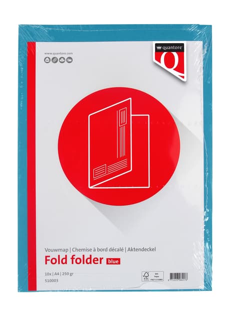 Vouwmap Quantore A4 ongelijke zijde 250gr blauw 2