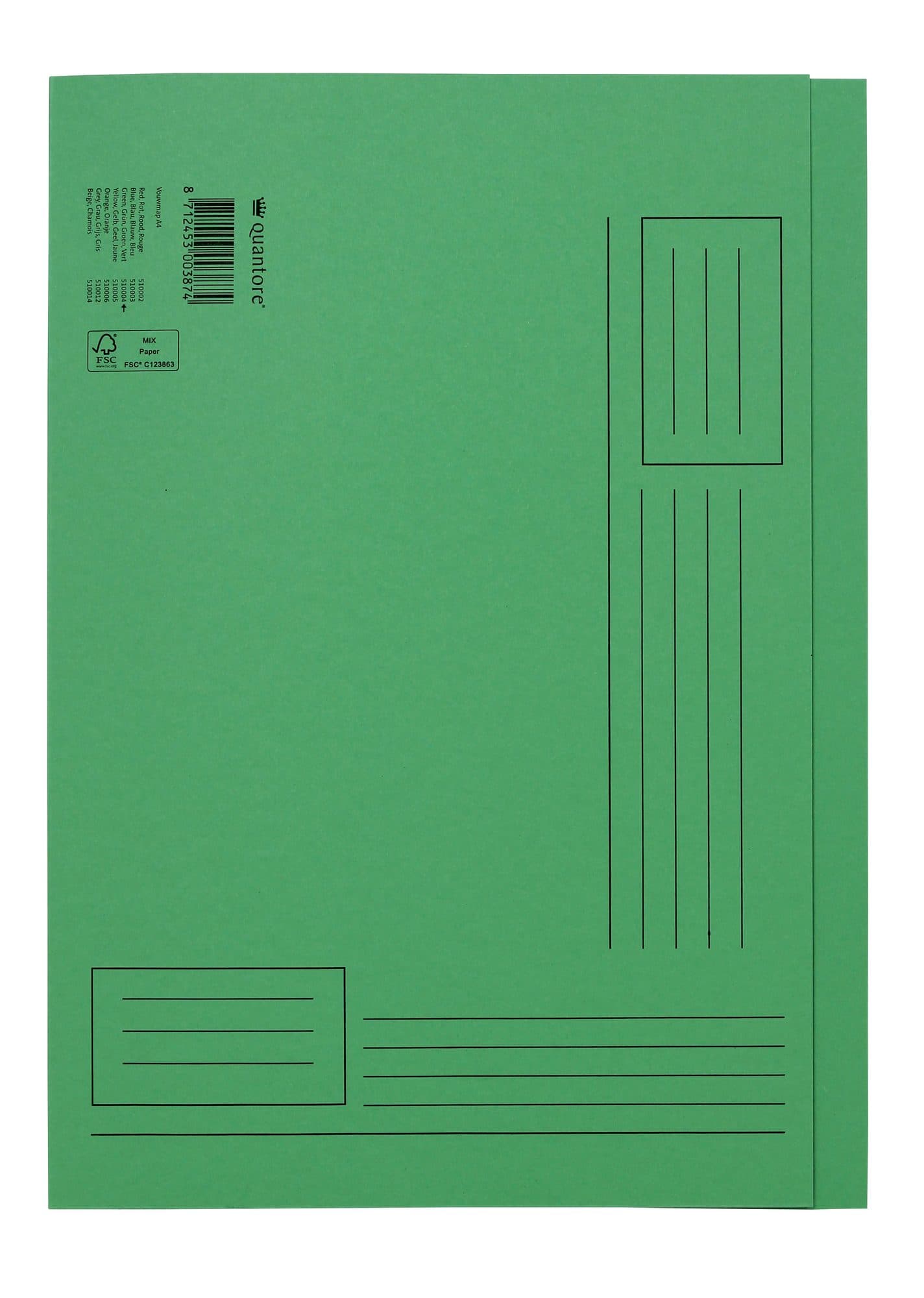 Vouwmap Quantore A4 ongelijke zijde 320gr groen