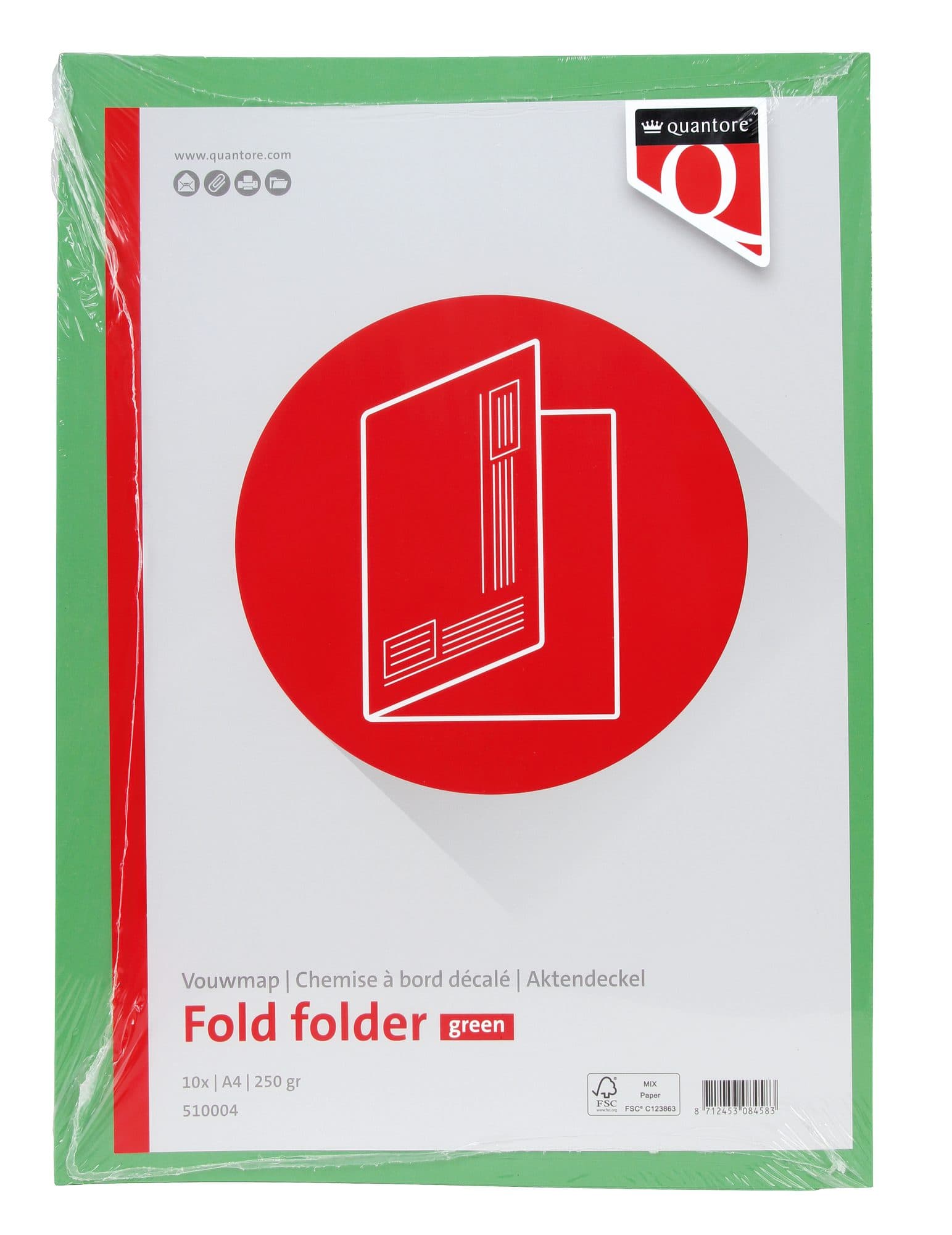 Vouwmap Quantore A4 ongelijke zijde 320gr groen 2