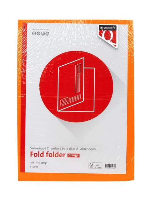 Vouwmap Quantore A4 ongelijke zijde 250gr oranje 2