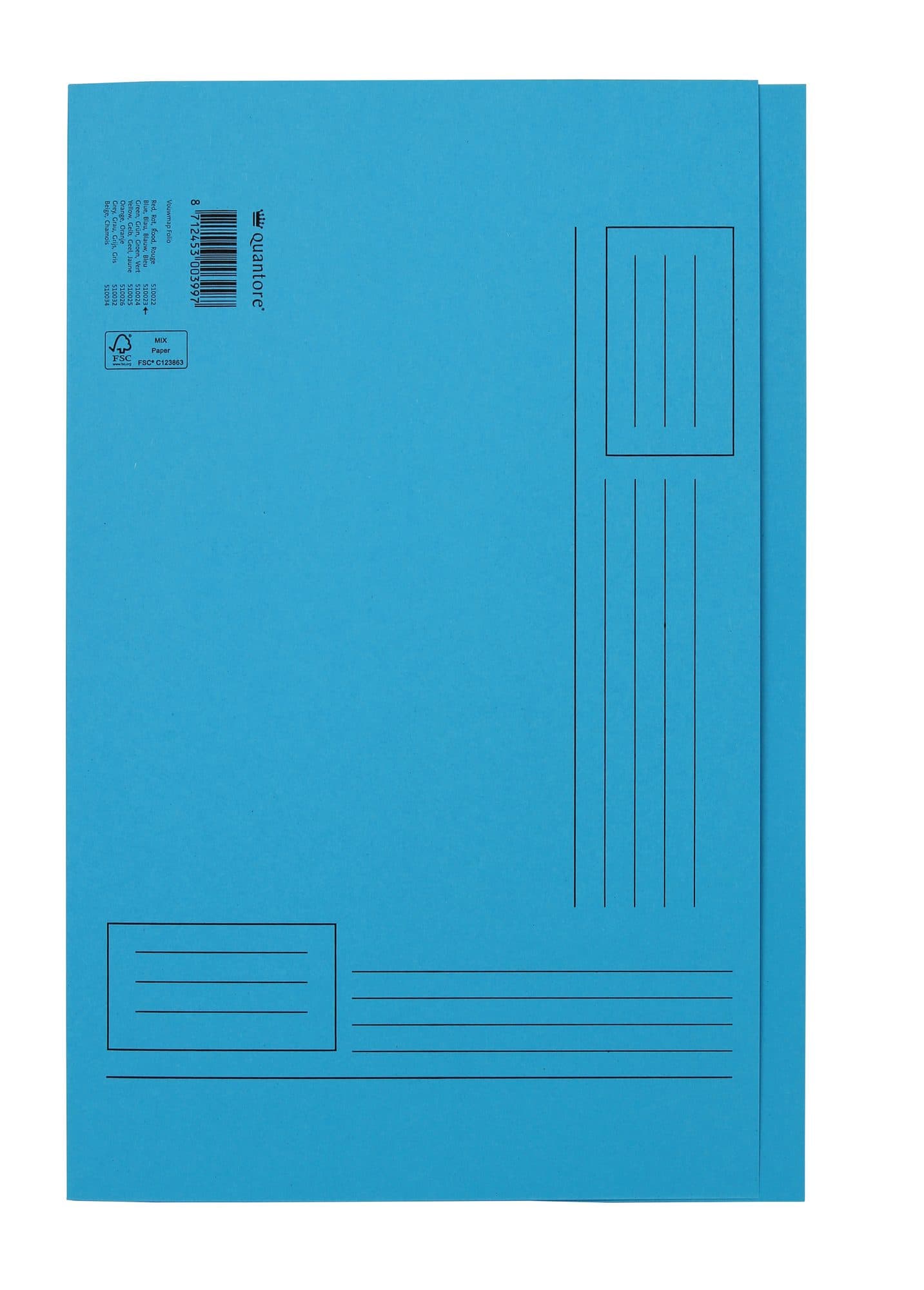 Vouwmap Quantore Folio ongelijke zijde 320gr blauw