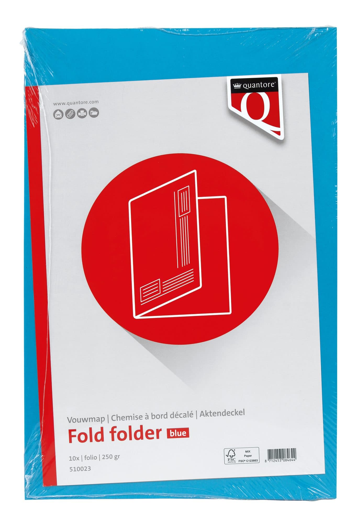 Vouwmap Quantore Folio ongelijke zijde 320gr blauw 2
