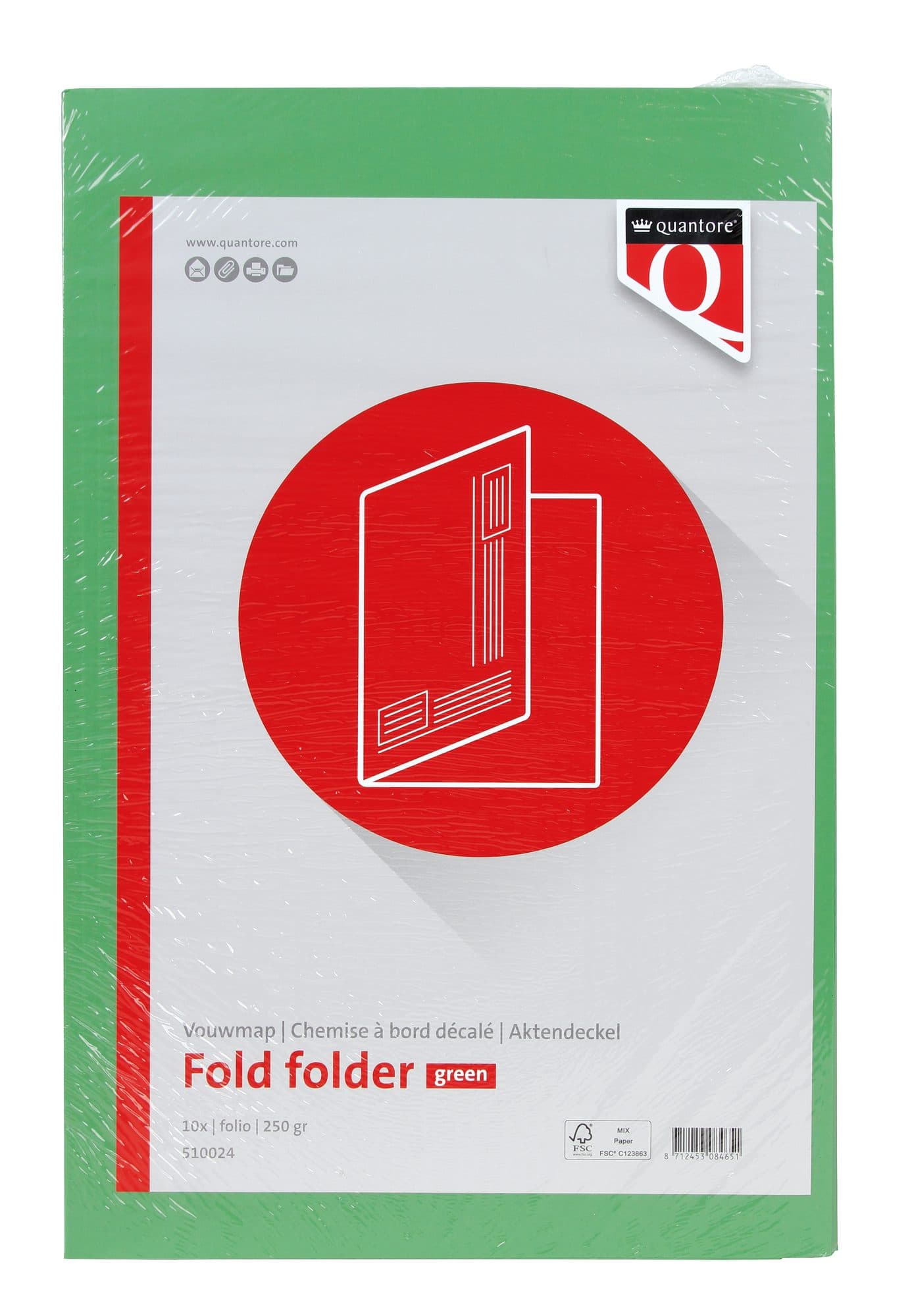 Vouwmap Quantore Folio ongelijke zijde 250gr groen 2