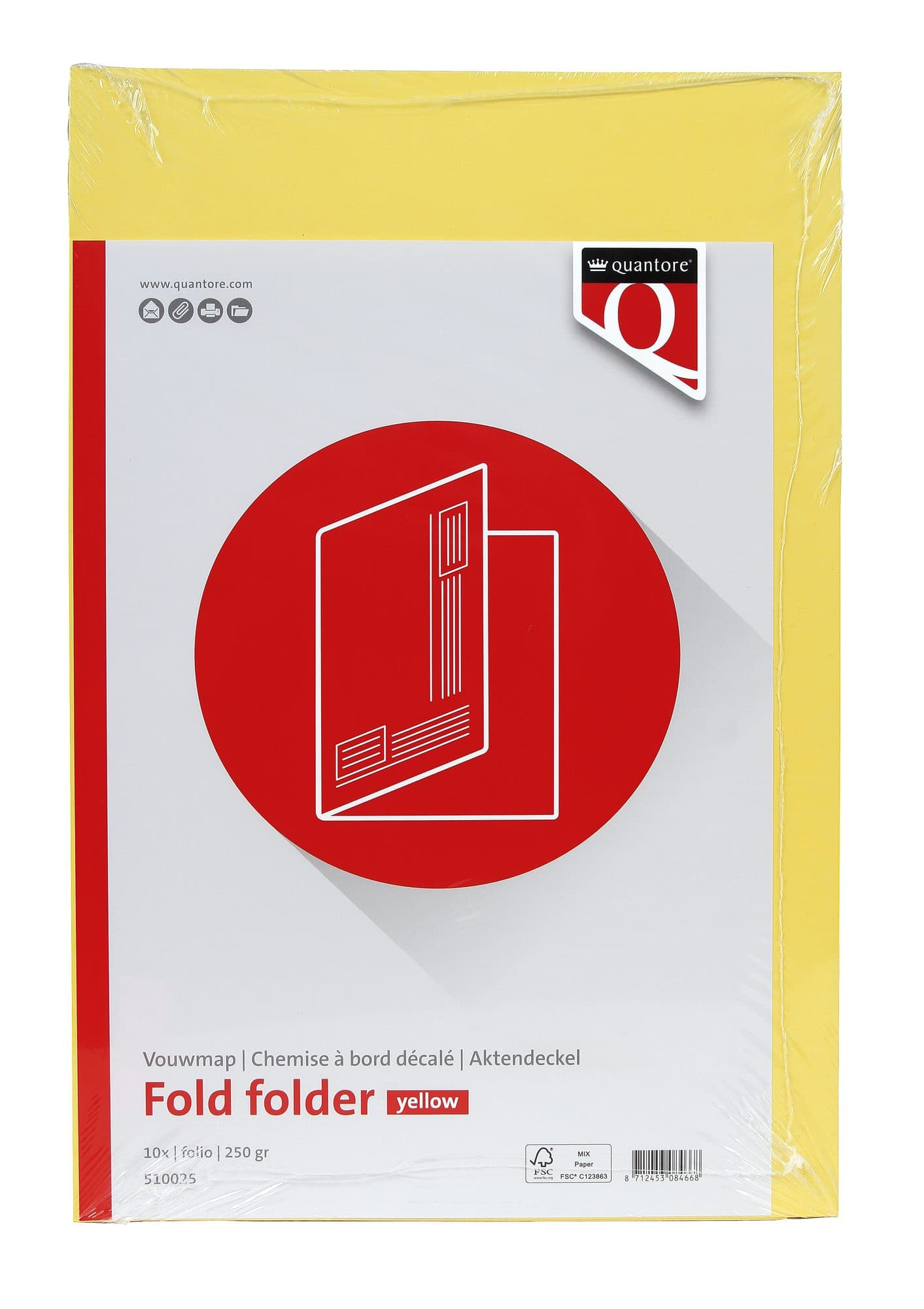 Vouwmap Quantore Folio ongelijke zijde 250gr geel 2