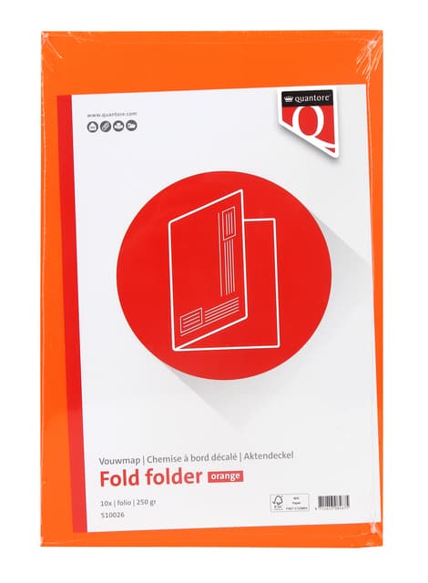 Vouwmap Quantore Folio ongelijke zijde 320gr oranje 2