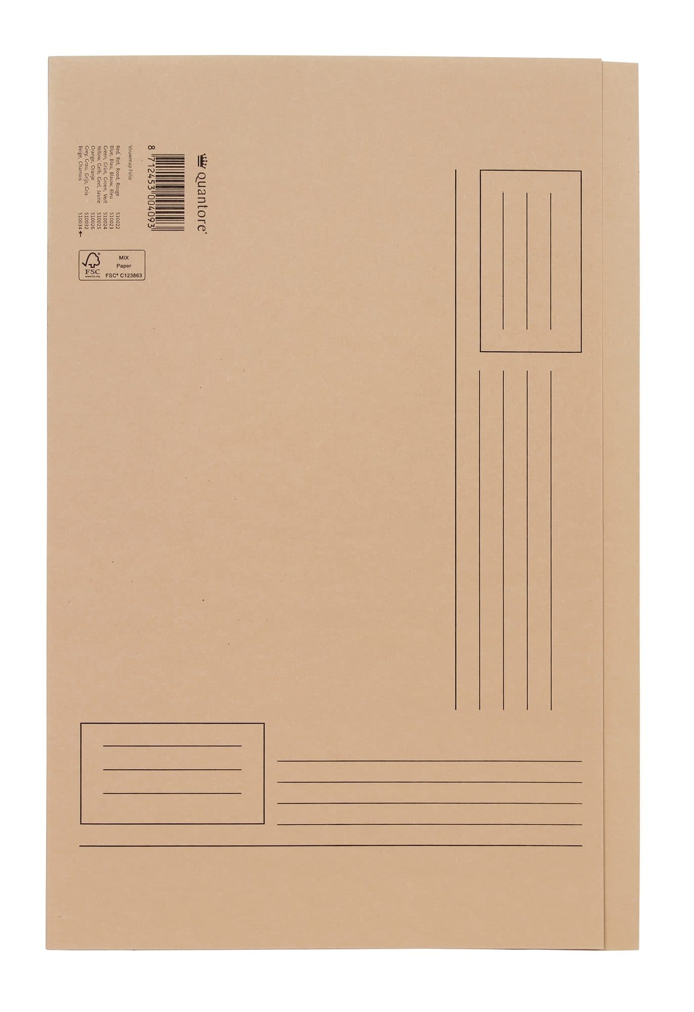 Vouwmap Quantore Folio ongelijke zijde 320gr beige