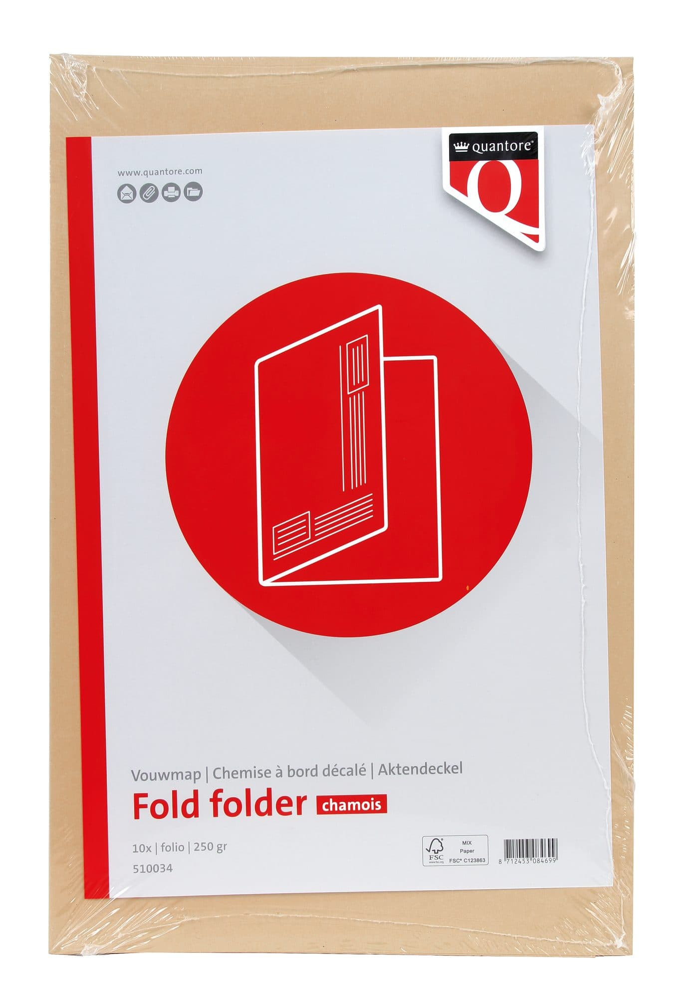 Vouwmap Quantore Folio ongelijke zijde 320gr beige 2