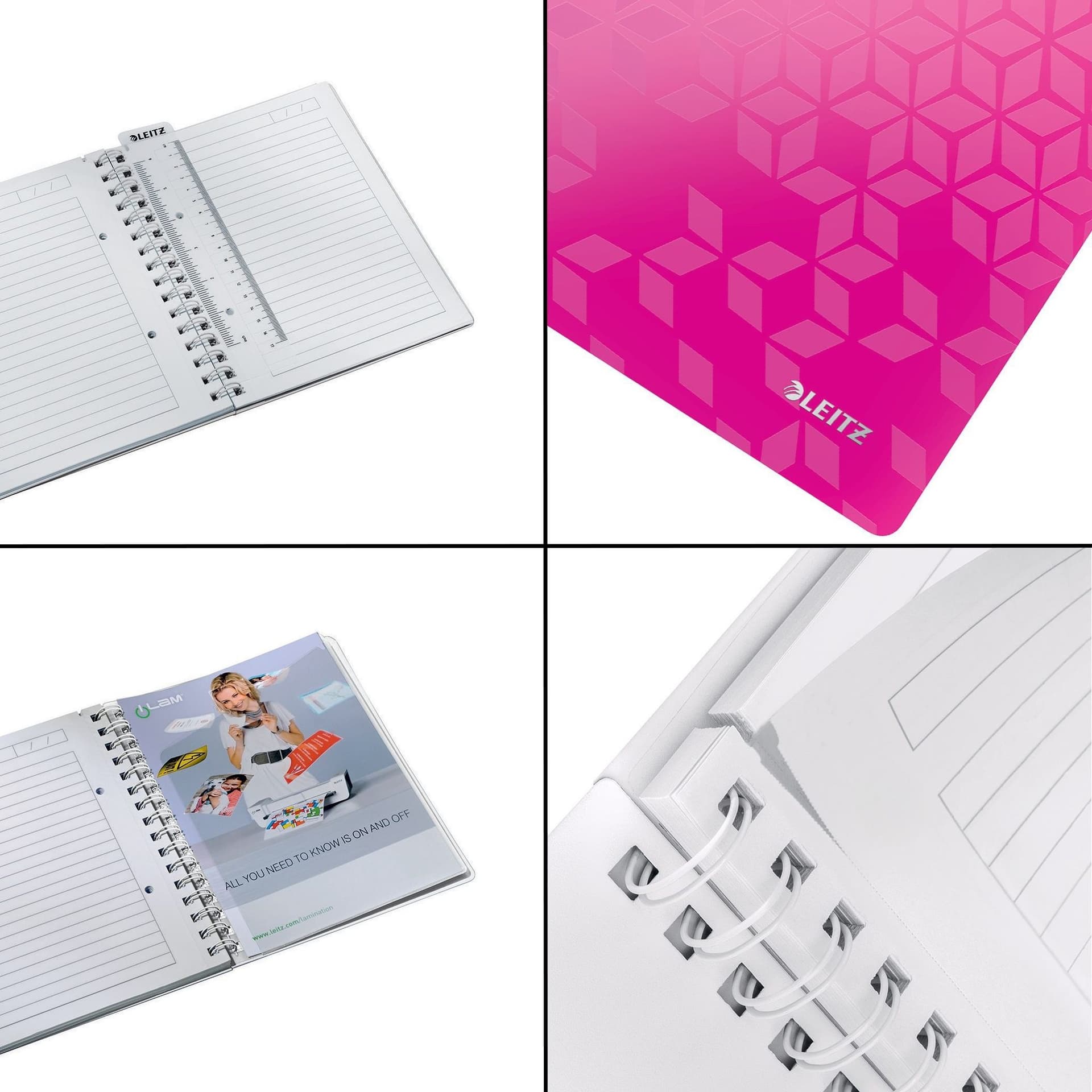 Notitieboek Leitz WOW A5 spiraal 160 pagina's lijn roze 5