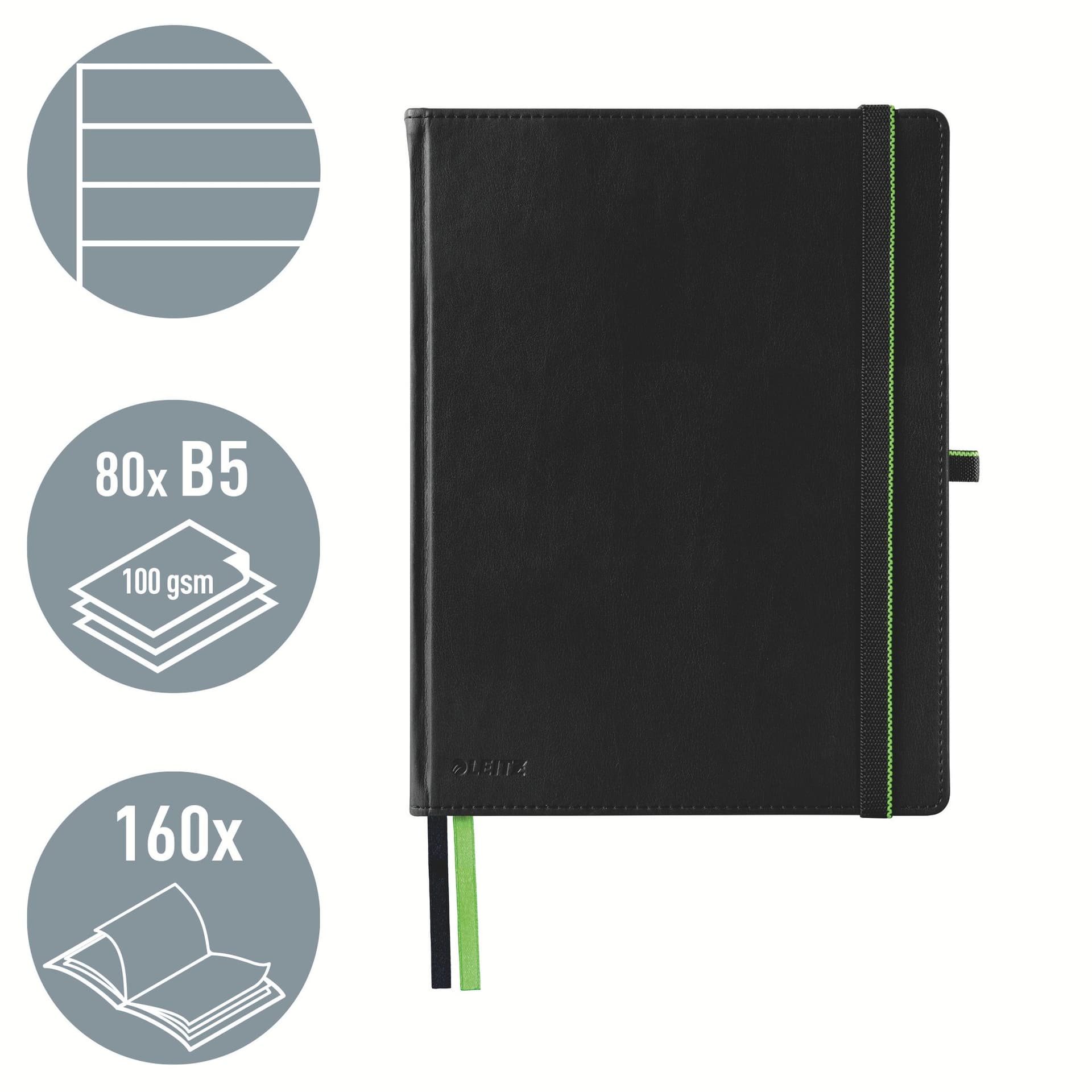 Notitieboek Leitz Complete 187x242mm lijn 160 pagina's 100gr zwart 2