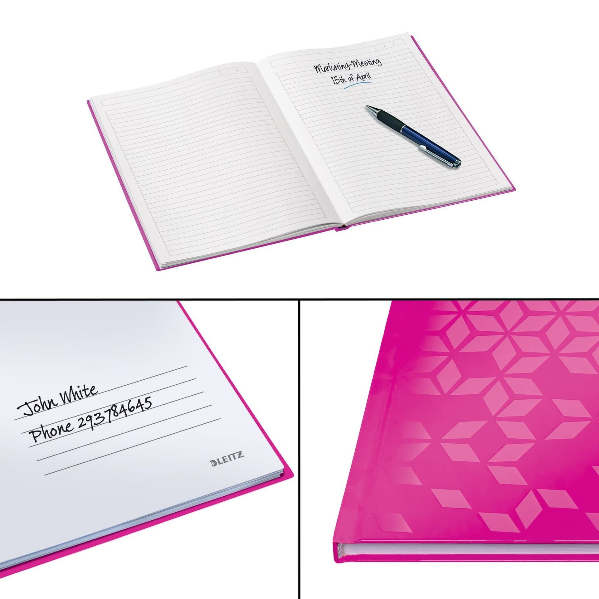 Notitieboek Leitz WOW A4 160 pagina's 90gr lijn roze 4