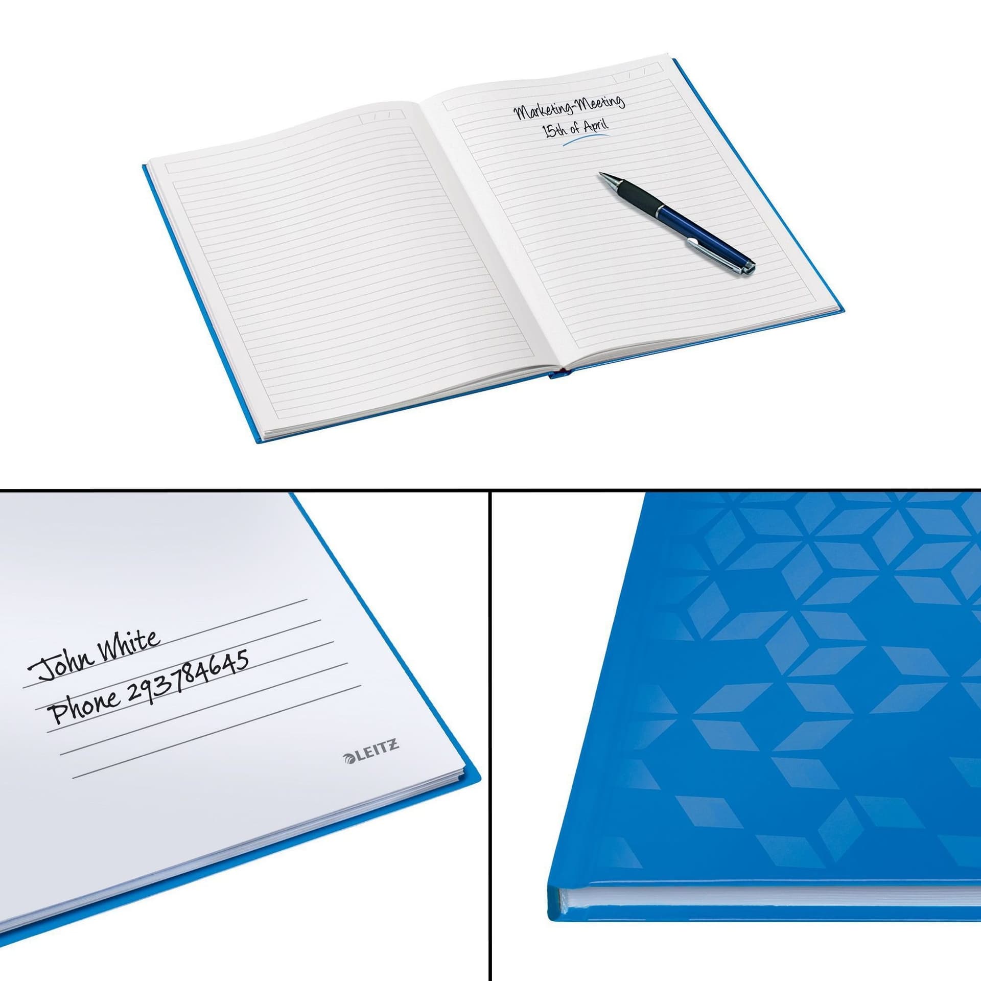 Notitieboek Leitz WOW A4 160blz 90gr lijn blauw 4