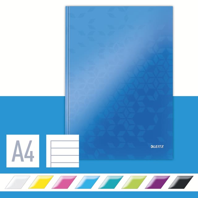Notitieboek Leitz WOW A4 160blz 90gr lijn blauw 5