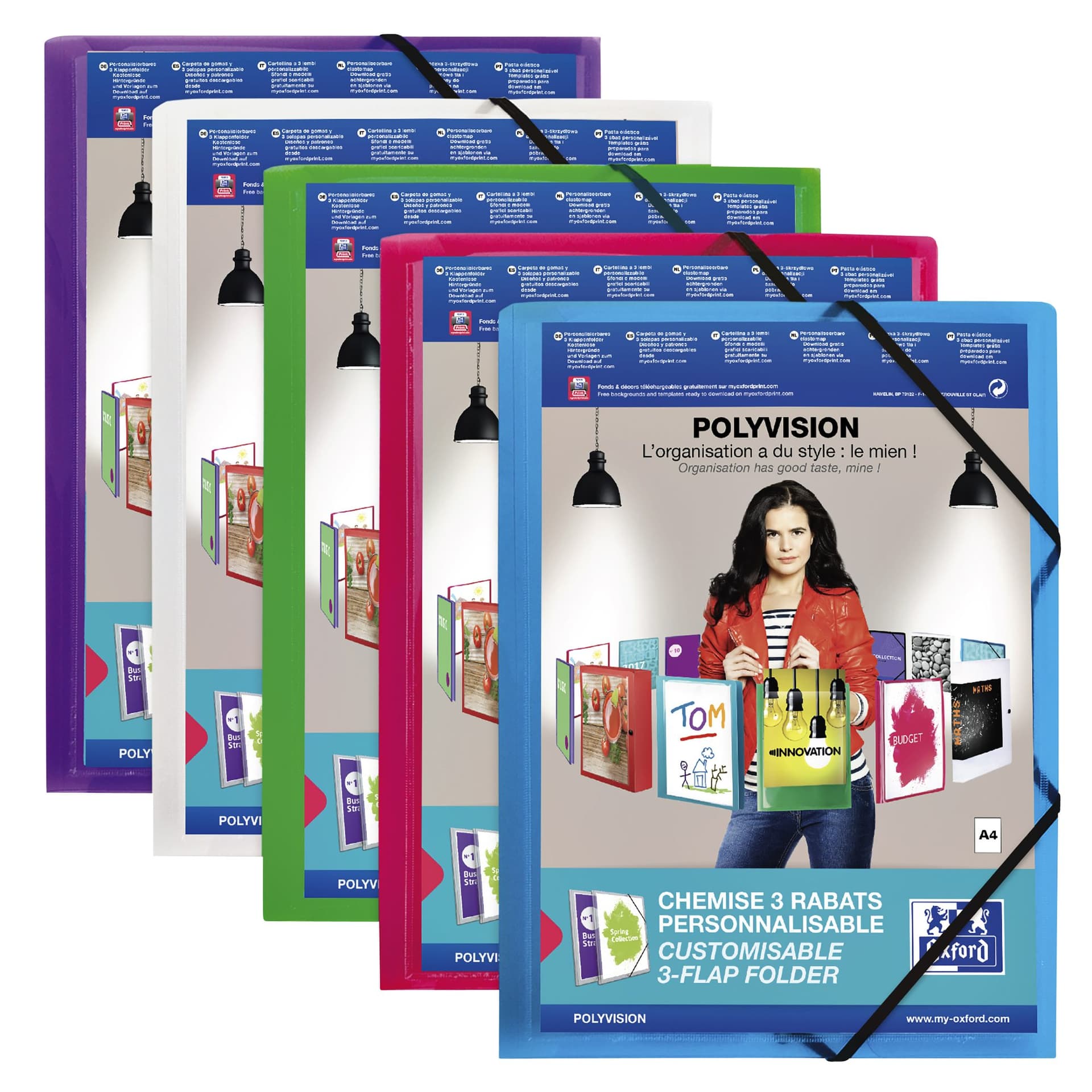 Elastomap Oxford Polyvision A4 met insteektas 3 kleppen PP transparant 2