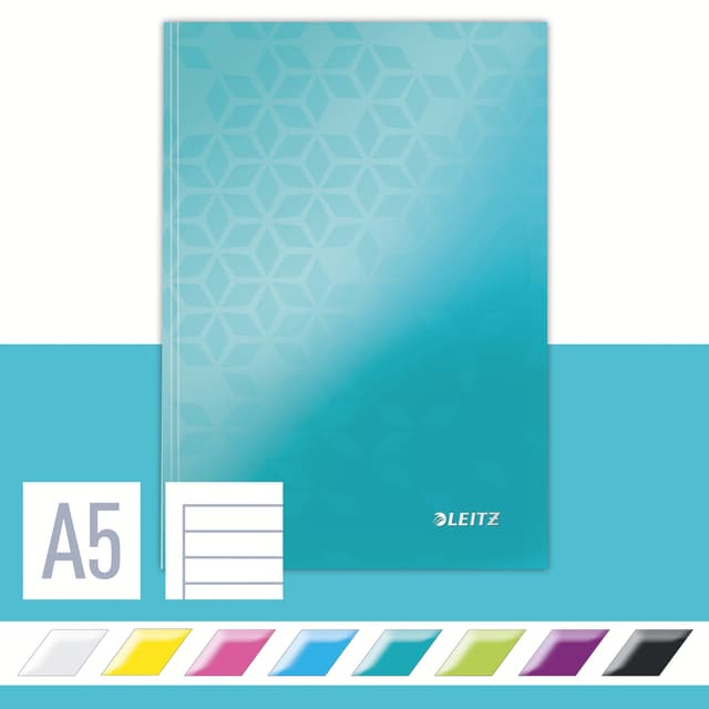Notitieboek Leitz WOW A5 160blz 90gr lijn ijsblauw 3