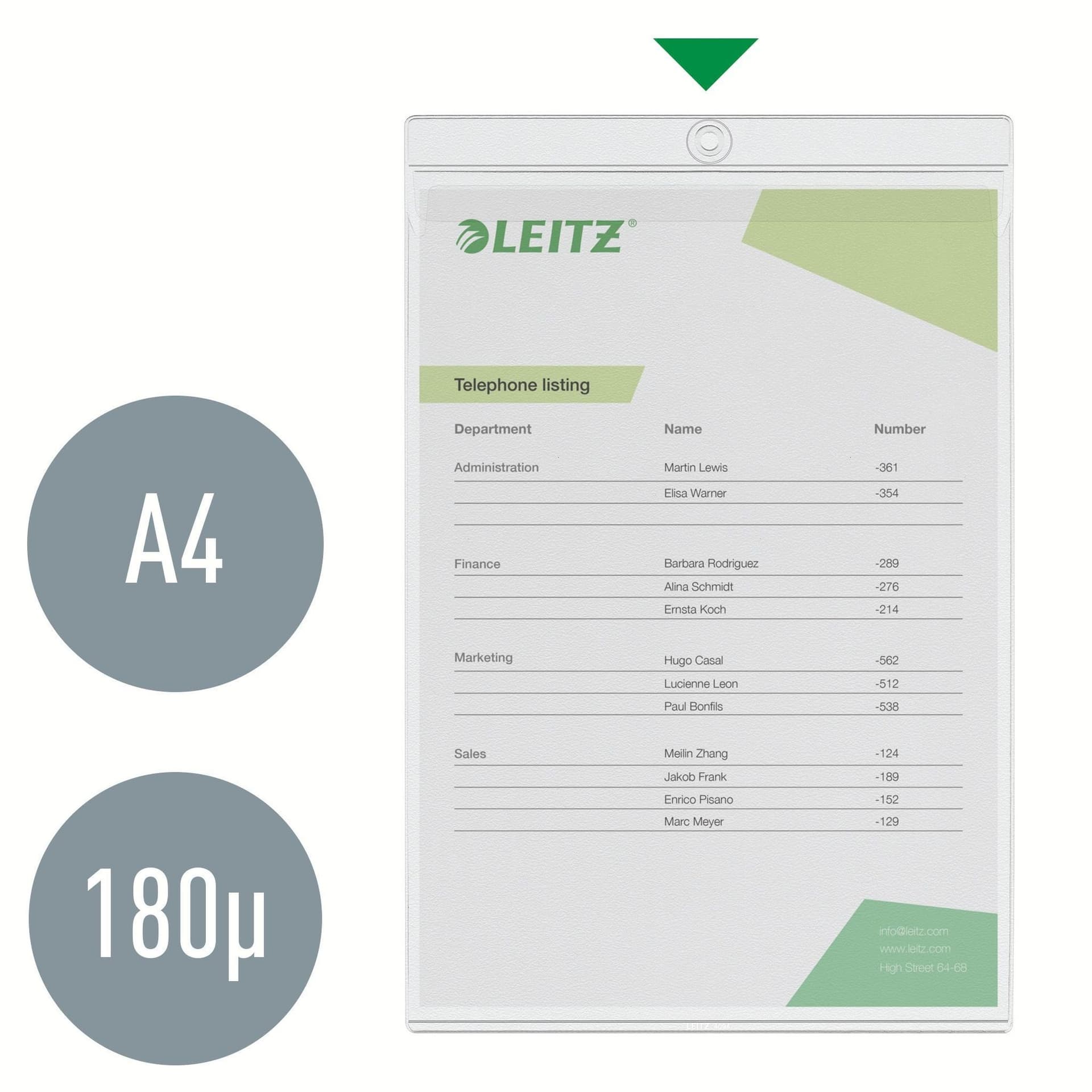Insteekmap U-model Leitz Premium met ophangoog 0.20mm PVC A4 transparant 50 stuks 4