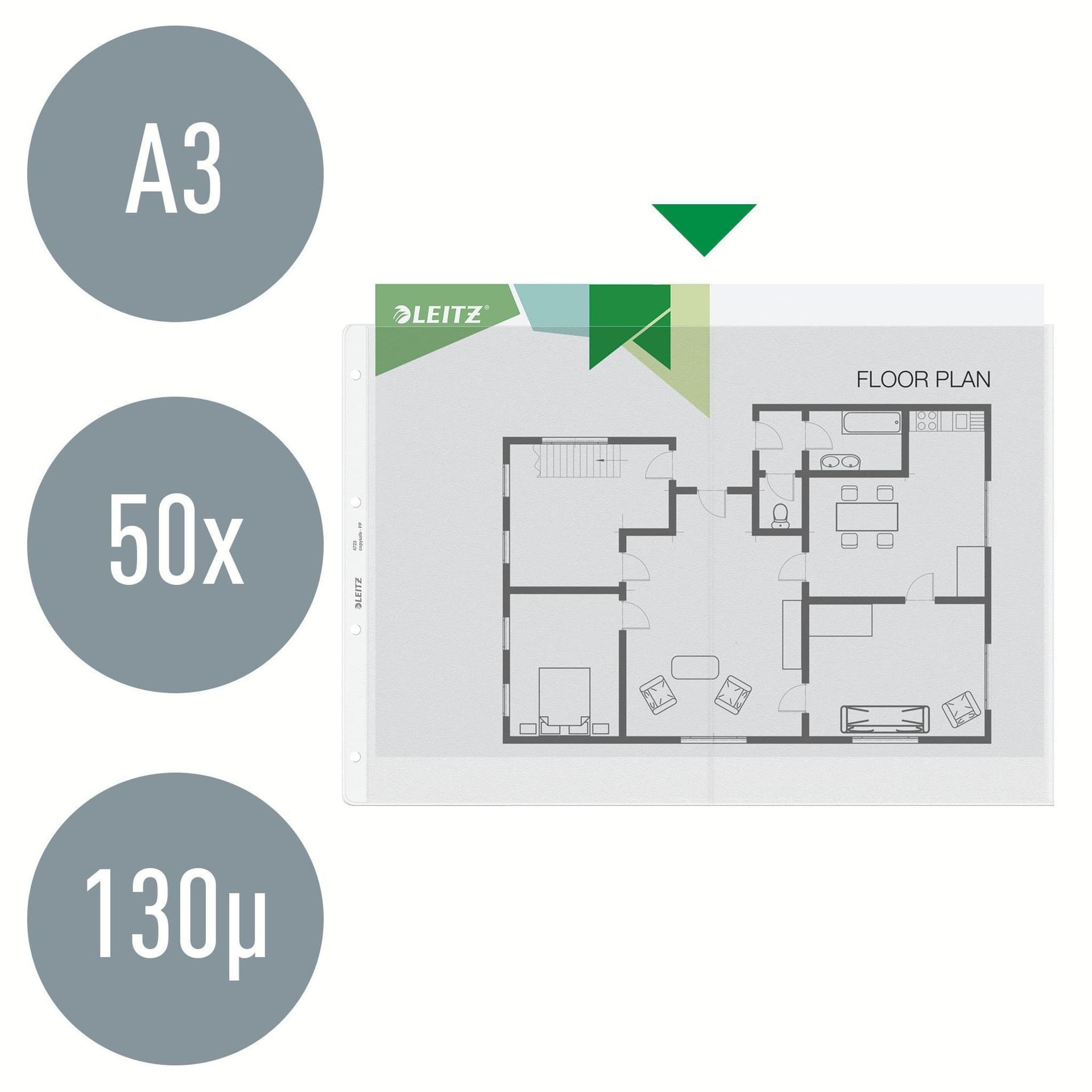 Showtas Leitz Premium copy safe 0.13mm PP A3 landscape transparant 50 stuks 4