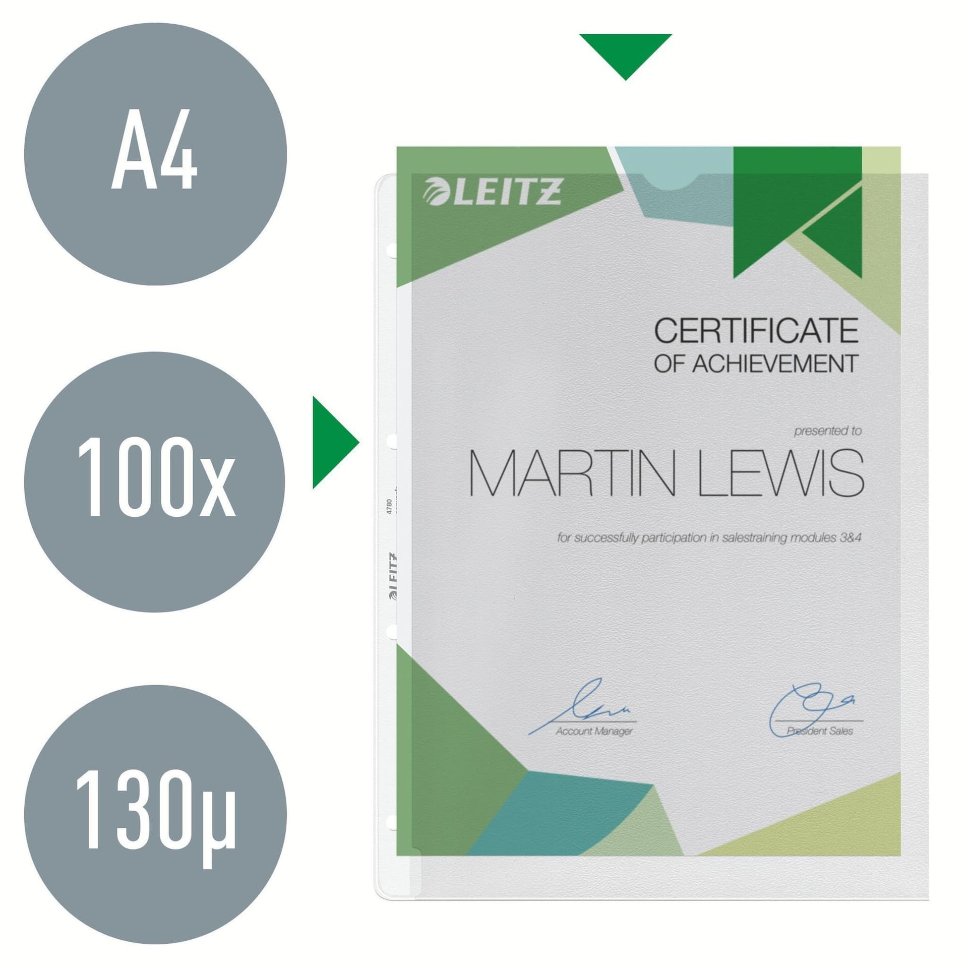 Showtas Leitz Premium met uitsnede copy safe 0.13mm PP A4 transparant 100 stuks 4