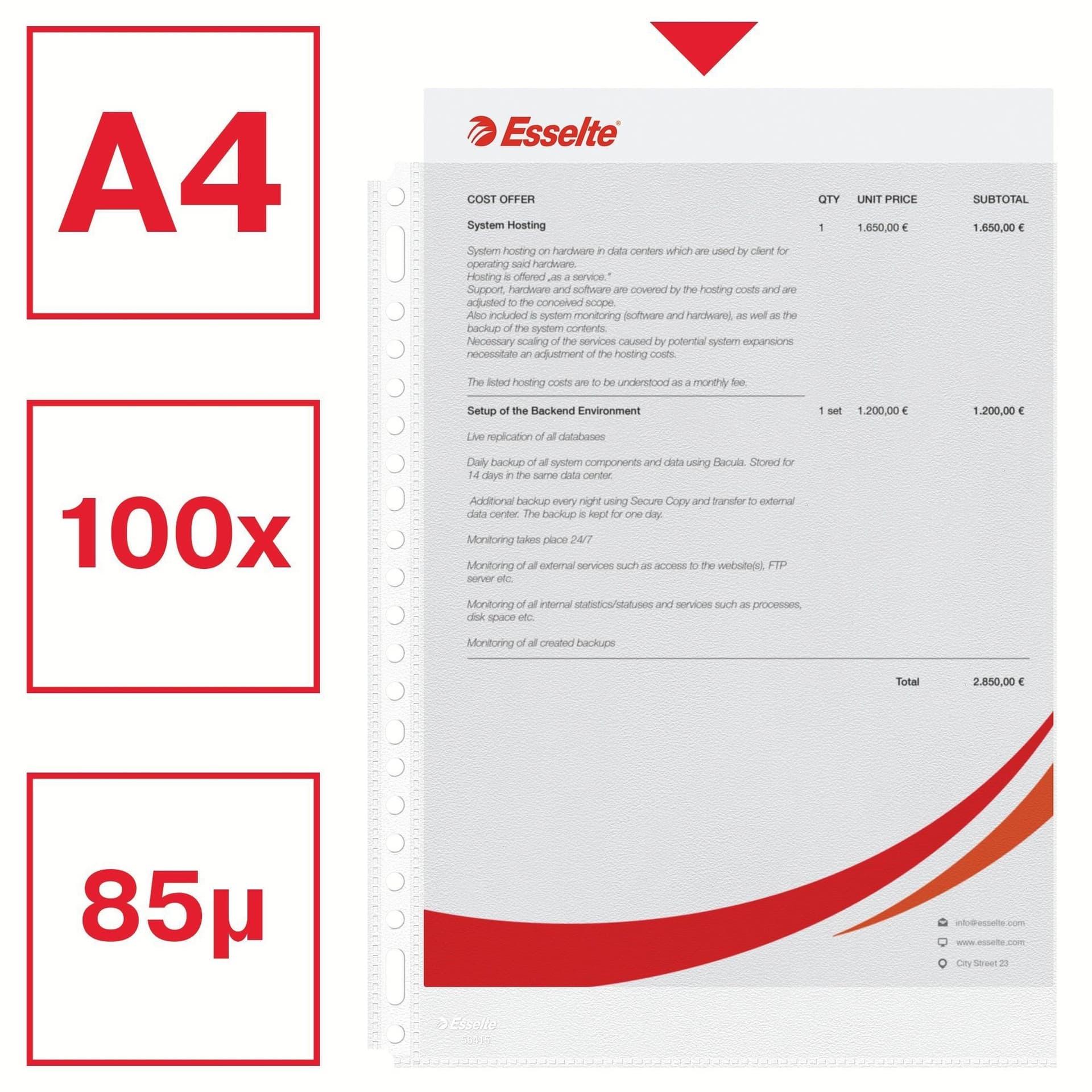 Showtas Esselte 0.08mm 21-gaats A4 mat 100 stuks 4