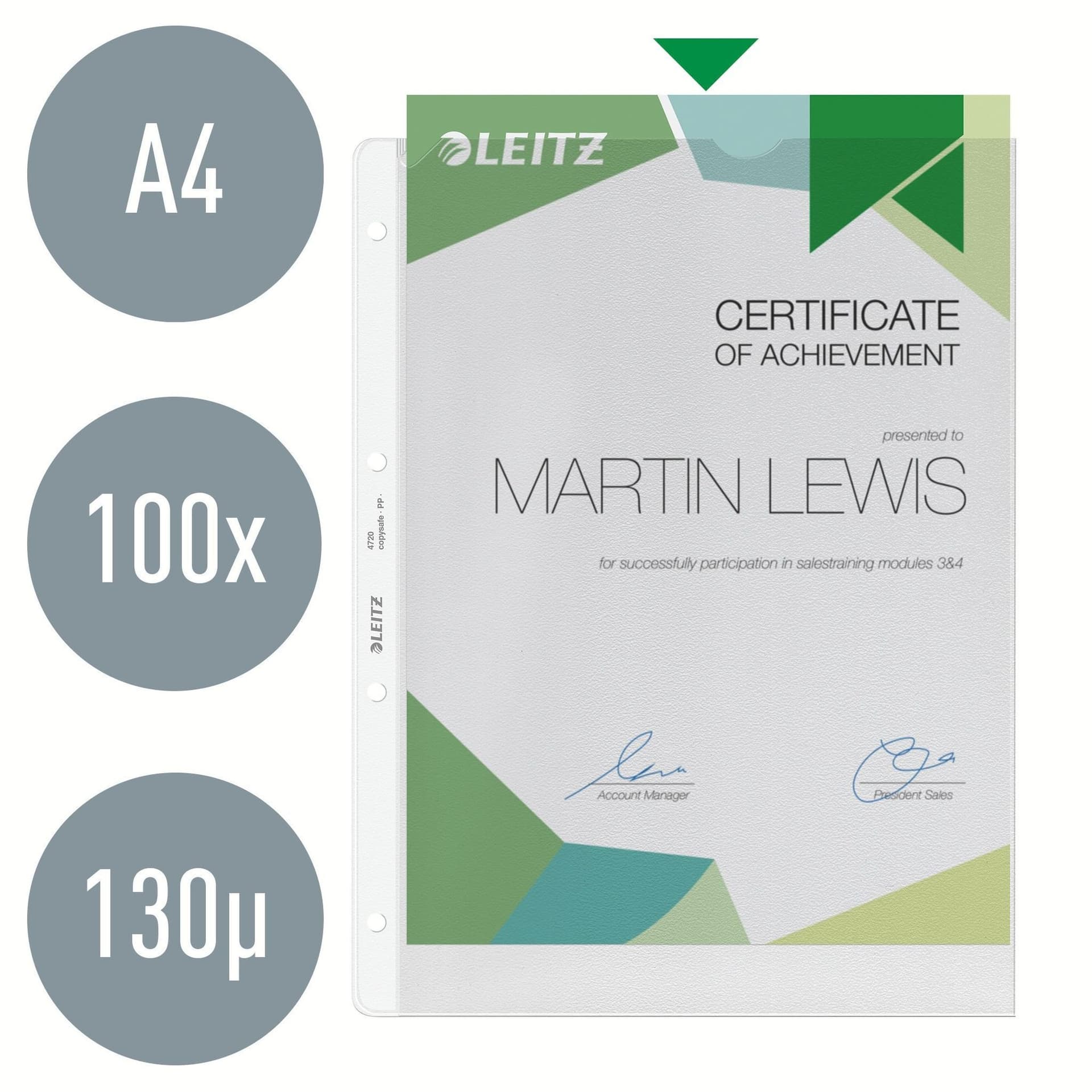 Showtas Leitz Premium copy safe 0.13mm 4-gaats PP A4 transparant 100 stuks 4