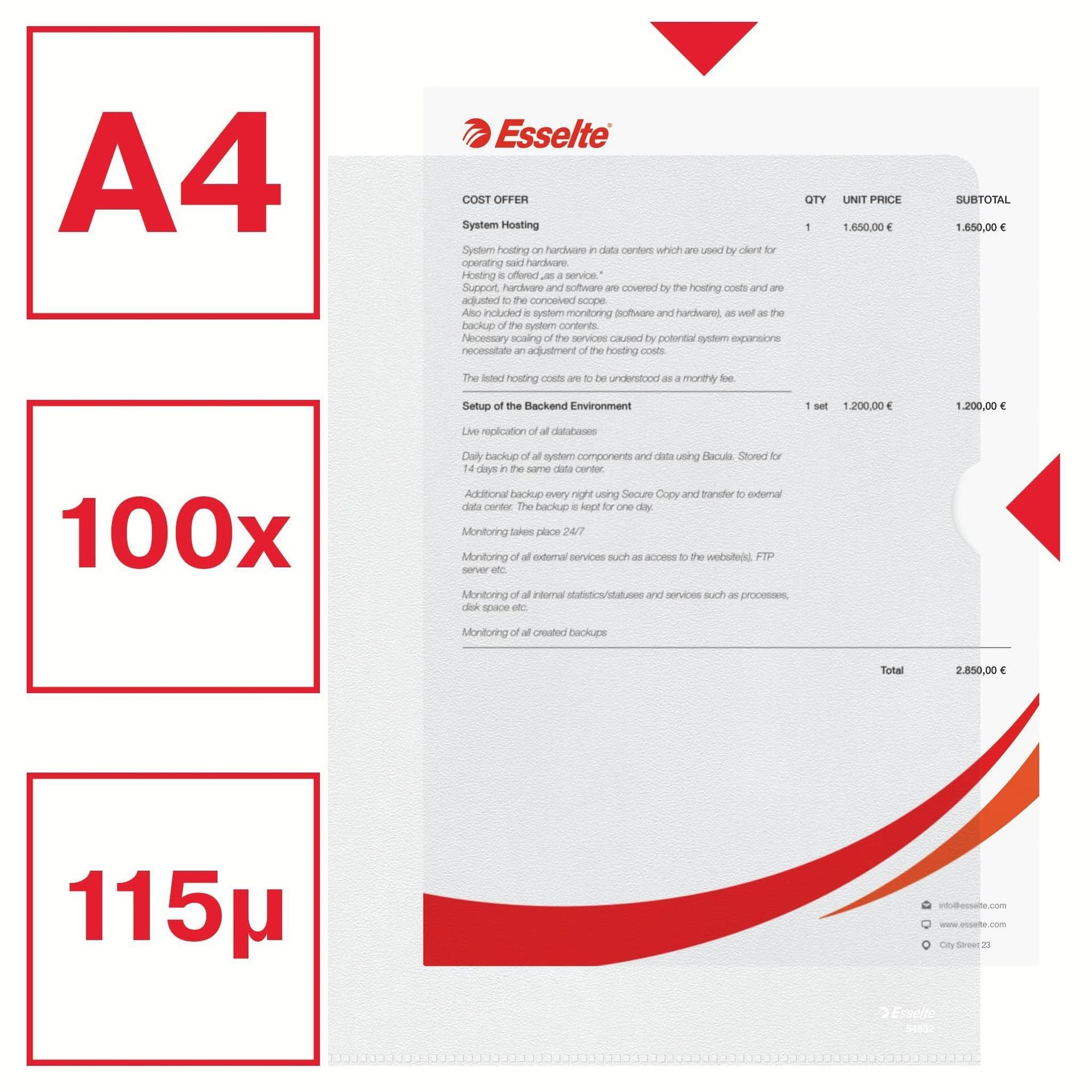 Insteekmap L-model Esselte standaard copy safe PP A4 transparant 100 stuks 3