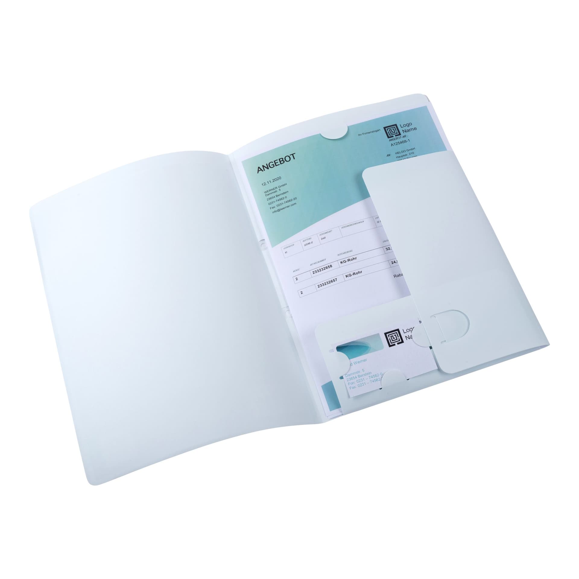 Offertemap Oxford A4 met insteektas 2 kleppen 0.5mm PP wit 2