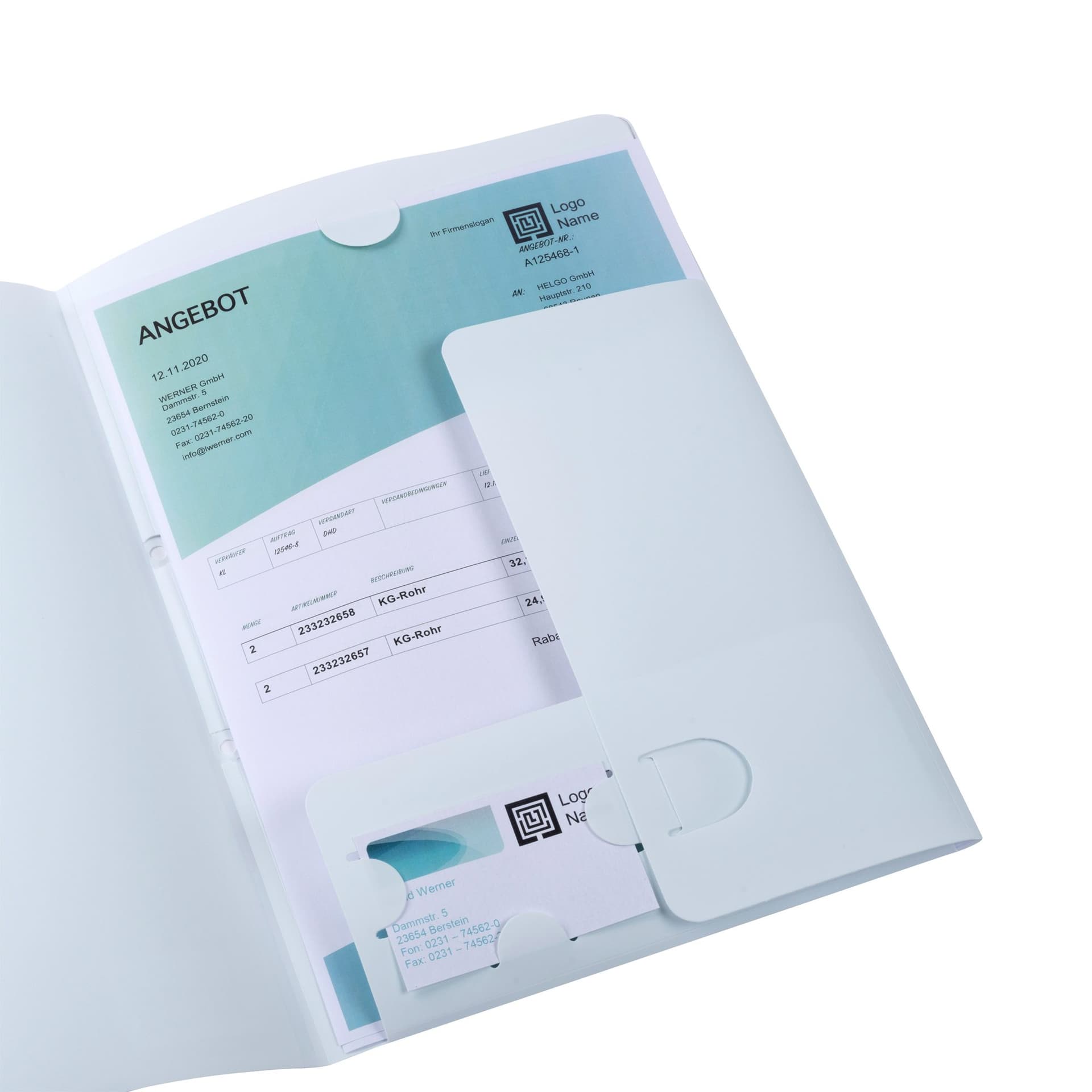 Offertemap Oxford A4 met insteektas 2 kleppen 0.5mm PP wit 3