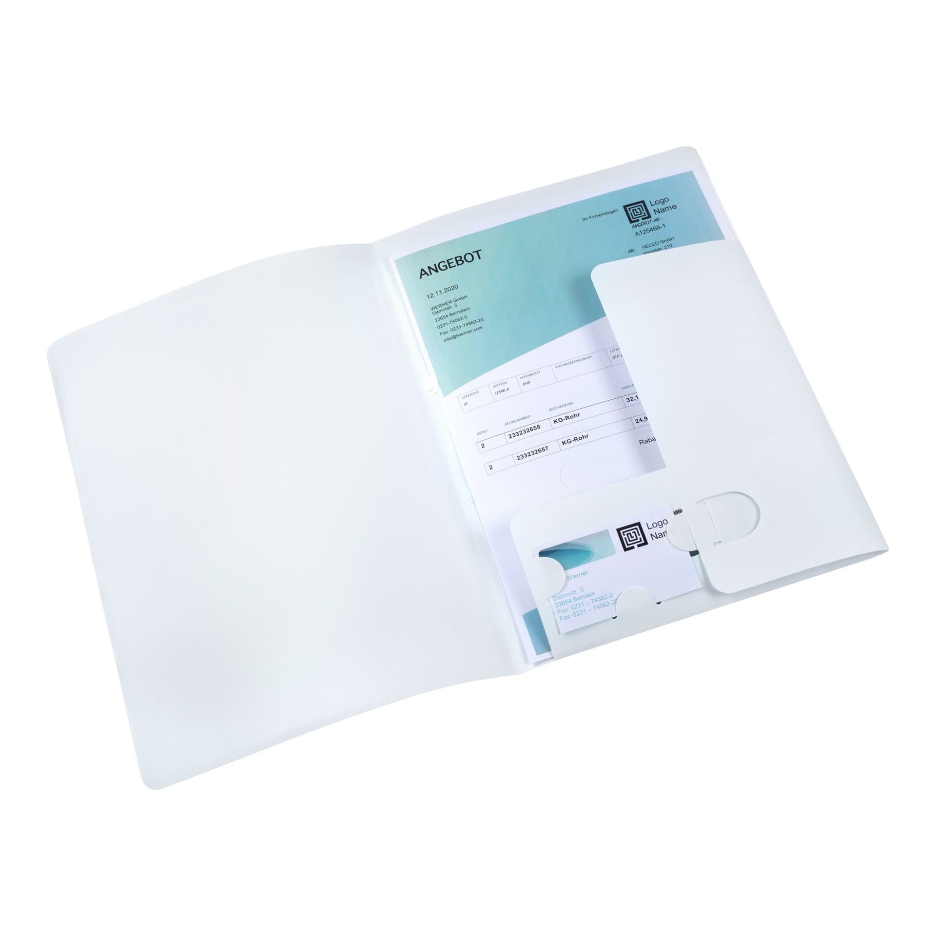 Offertemap Oxford A4 met insteektas 2 kleppen 0.5mm PP wit 6