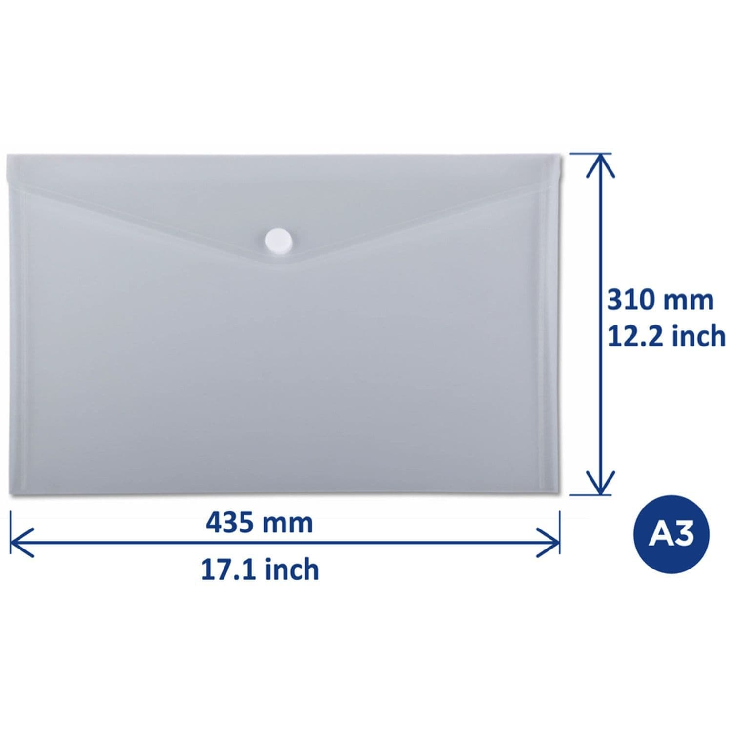 Enveloptas Europel A3 435x310mm dwars PP transparant wit 5