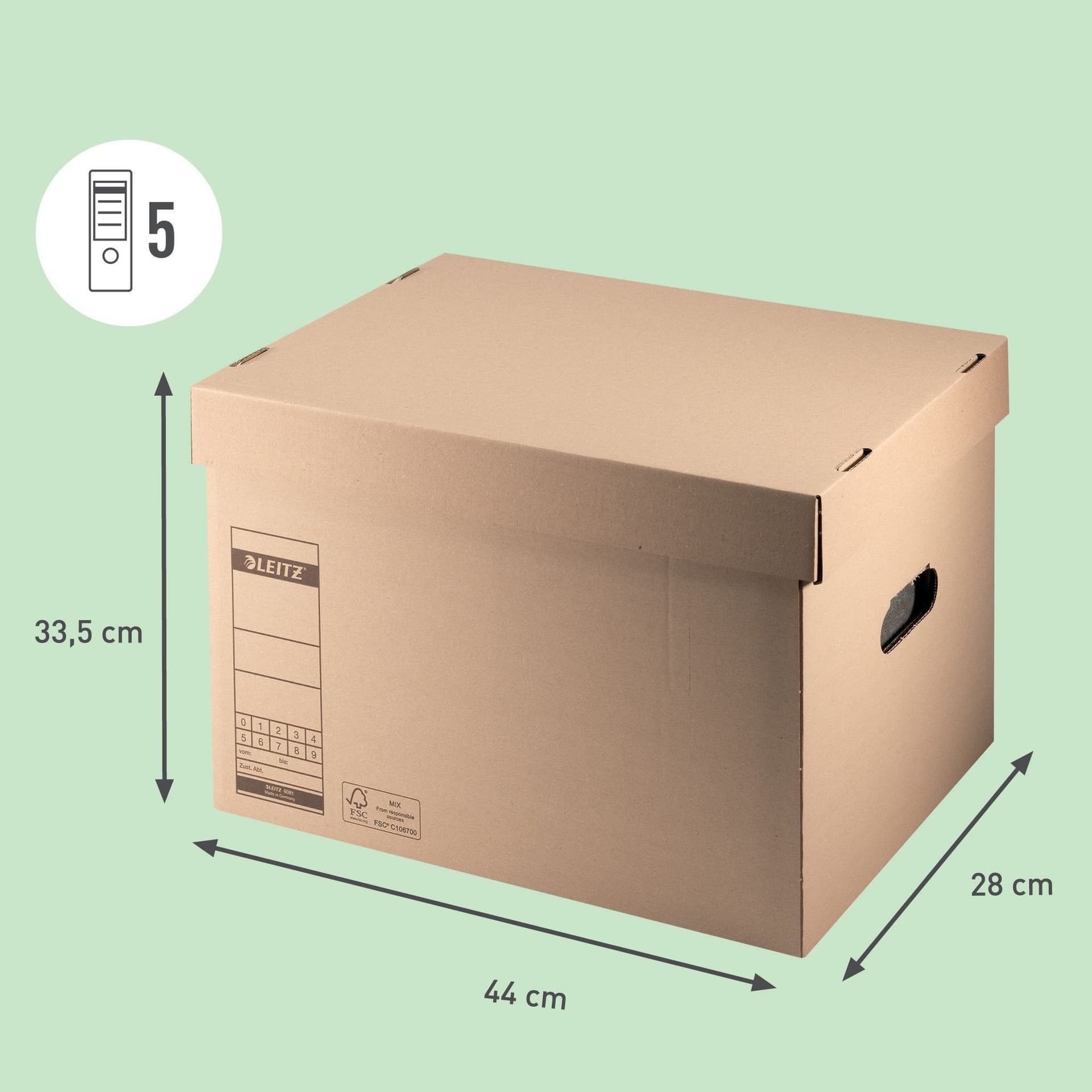 Archief- en transportdoos met deksel Leitz Premium 335x280x440mm natuurbruin 3