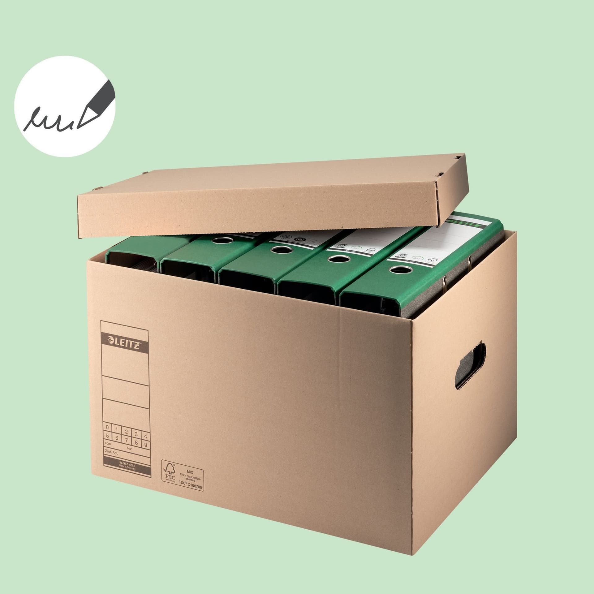 Archief- en transportdoos met deksel Leitz Premium 335x280x440mm natuurbruin 4