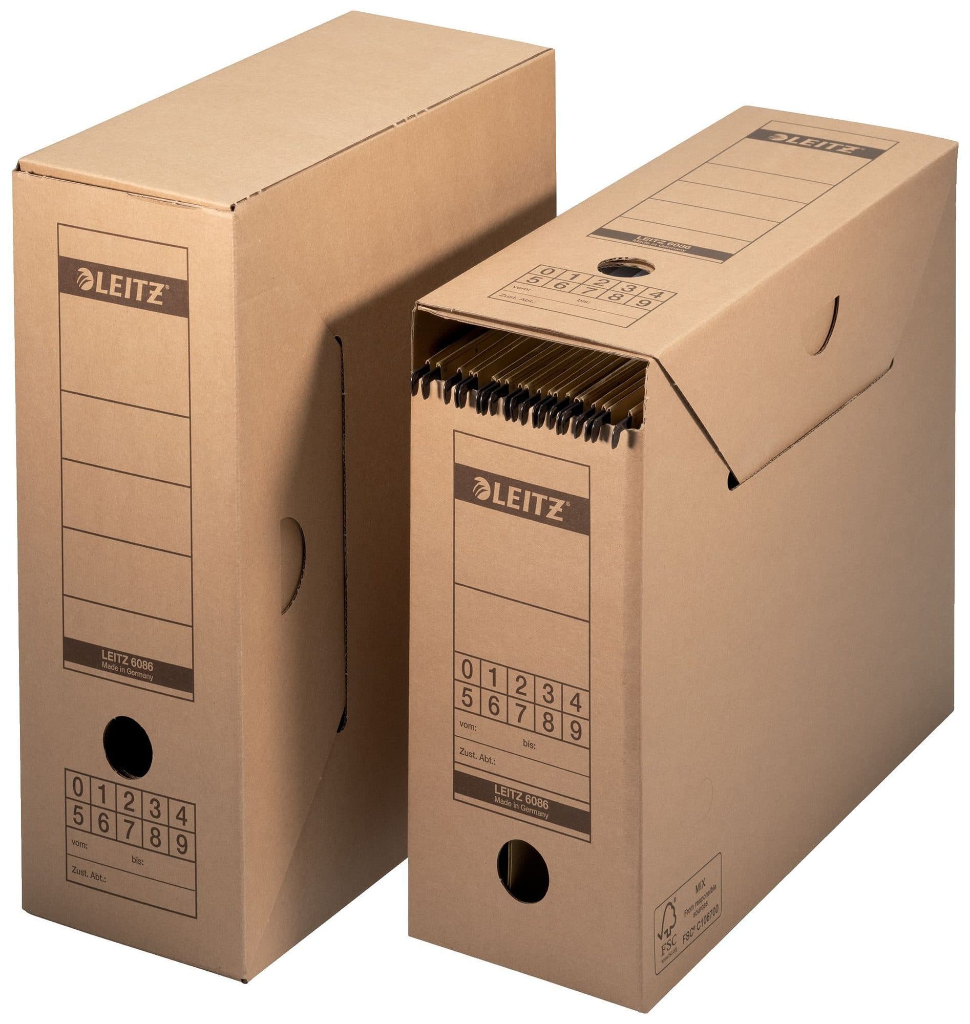 Archiefdoos met deksel Leitz Premium 120x275x325mm natuurbruin
