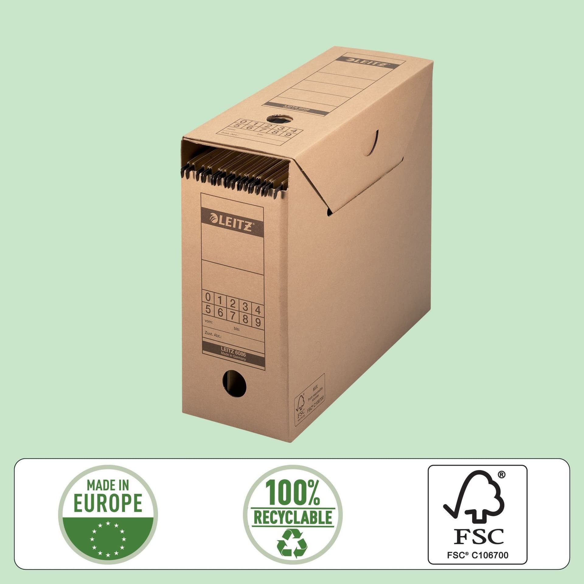 Archiefdoos met deksel Leitz Premium 120x275x325mm natuurbruin 4