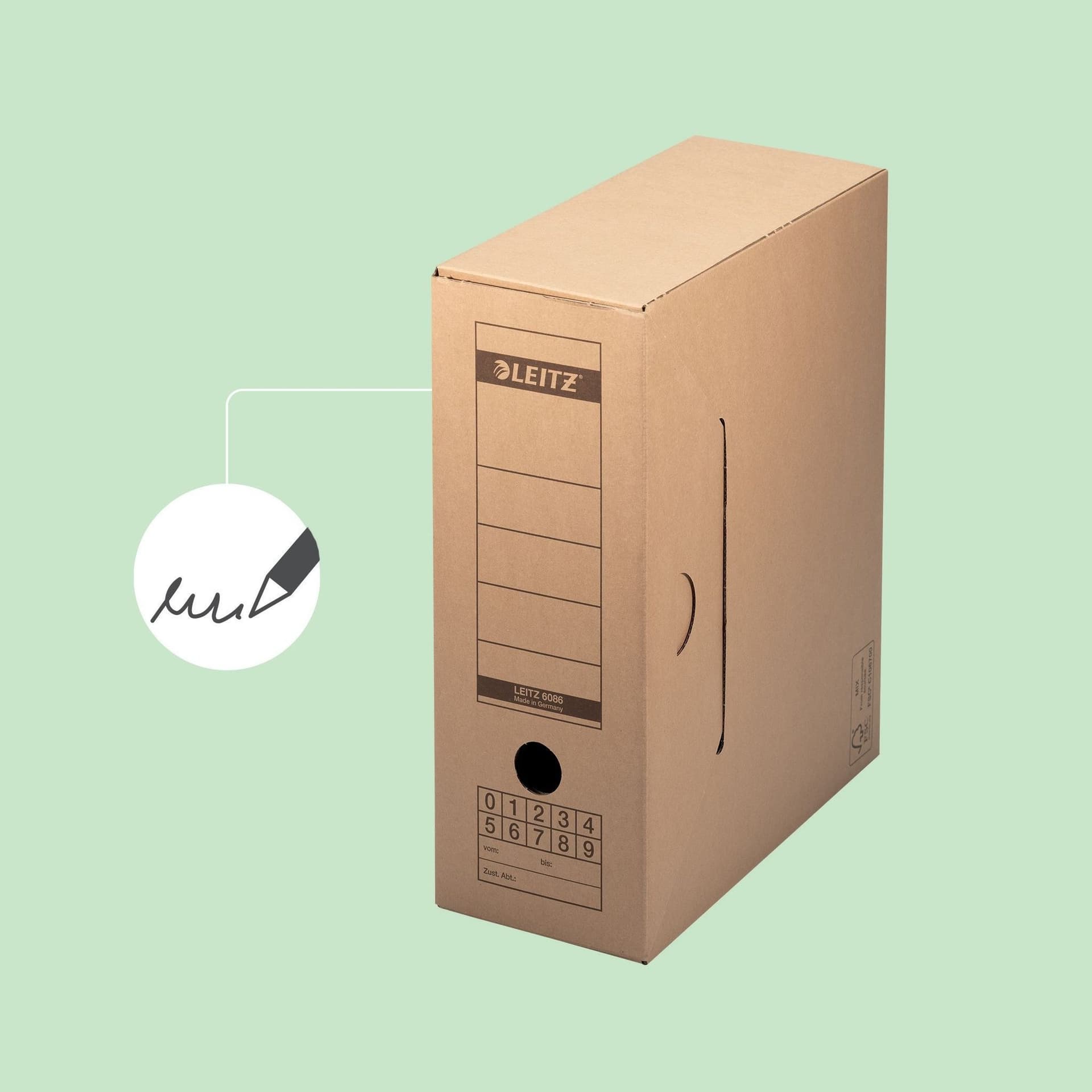Archiefdoos met deksel Leitz Premium 120x275x325mm natuurbruin 7