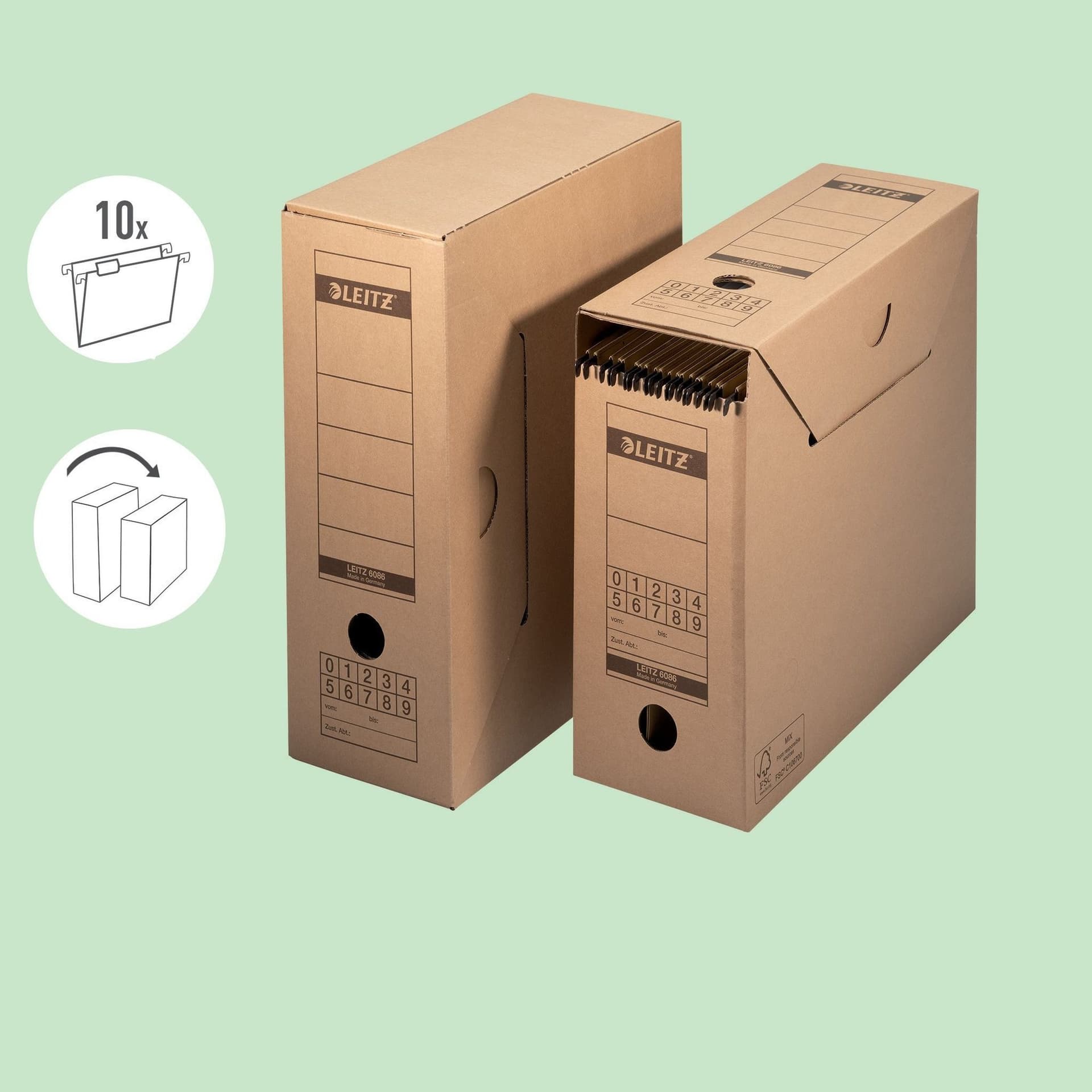 Archiefdoos met deksel Leitz Premium 120x275x325mm natuurbruin 6