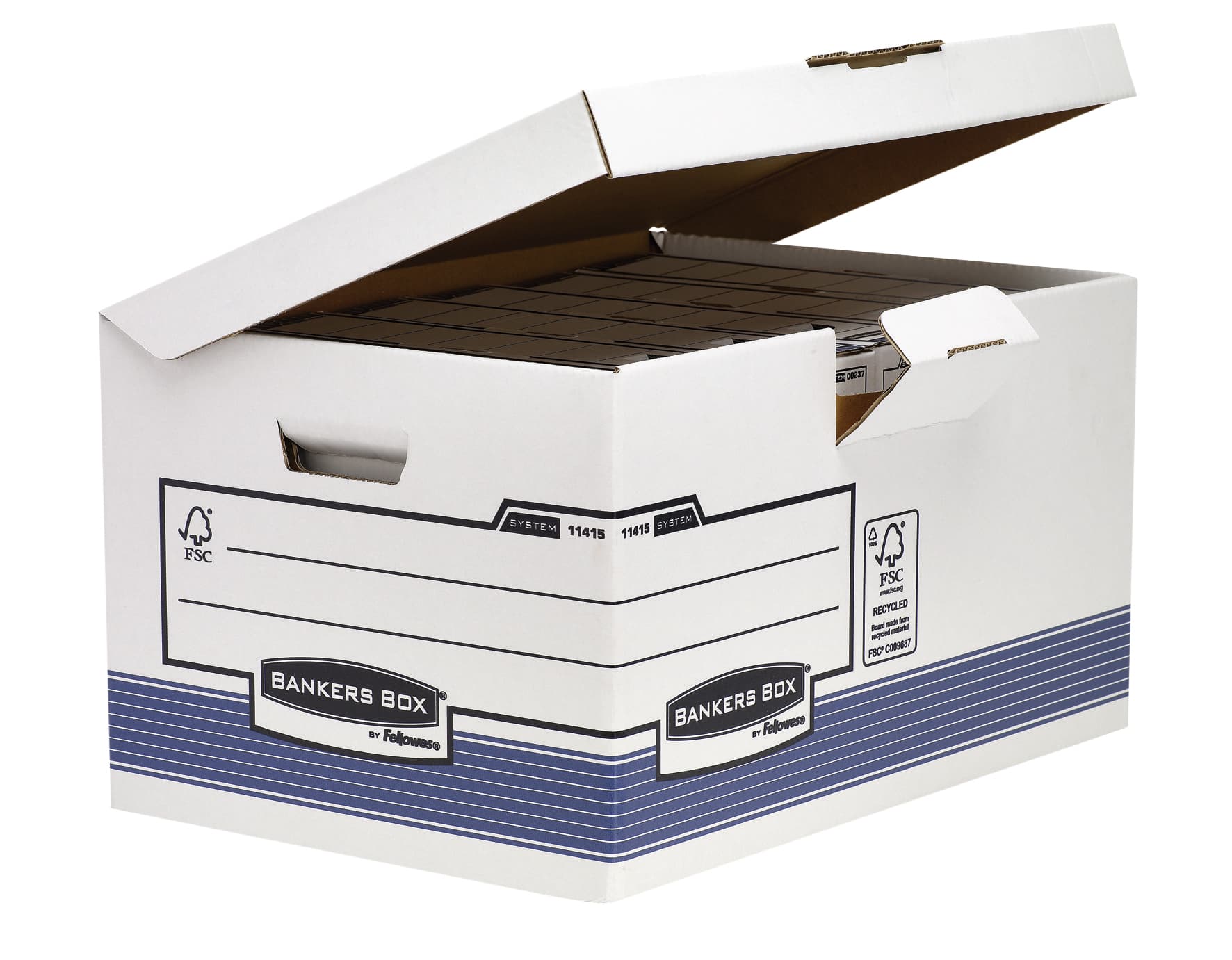 Archiefdoos Bankers Box System fold flip top maxi wit blauw 2