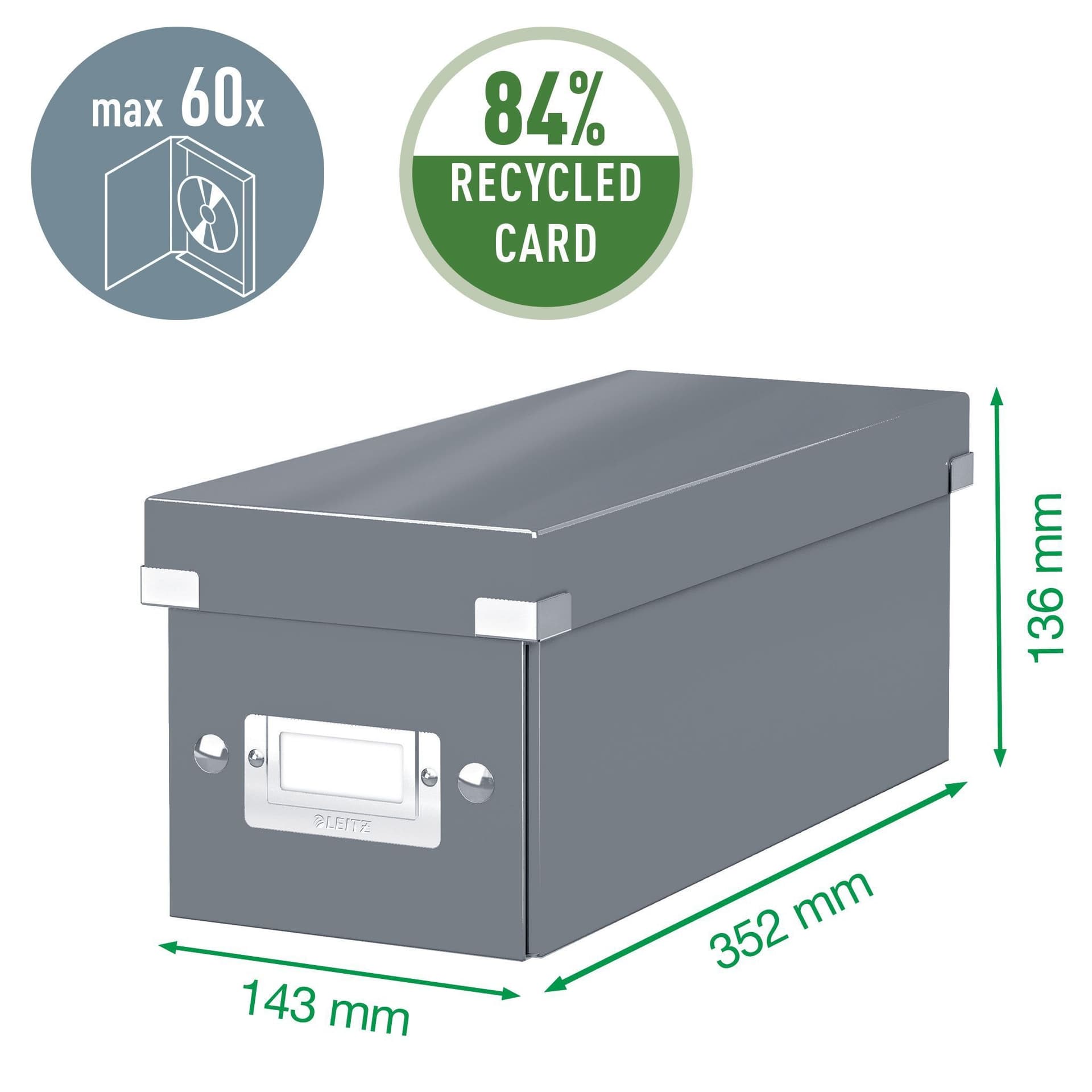 CD-opbergdoos Leitz Click & Store WOW  gerecycled karton 143x136x352mm zwart 4