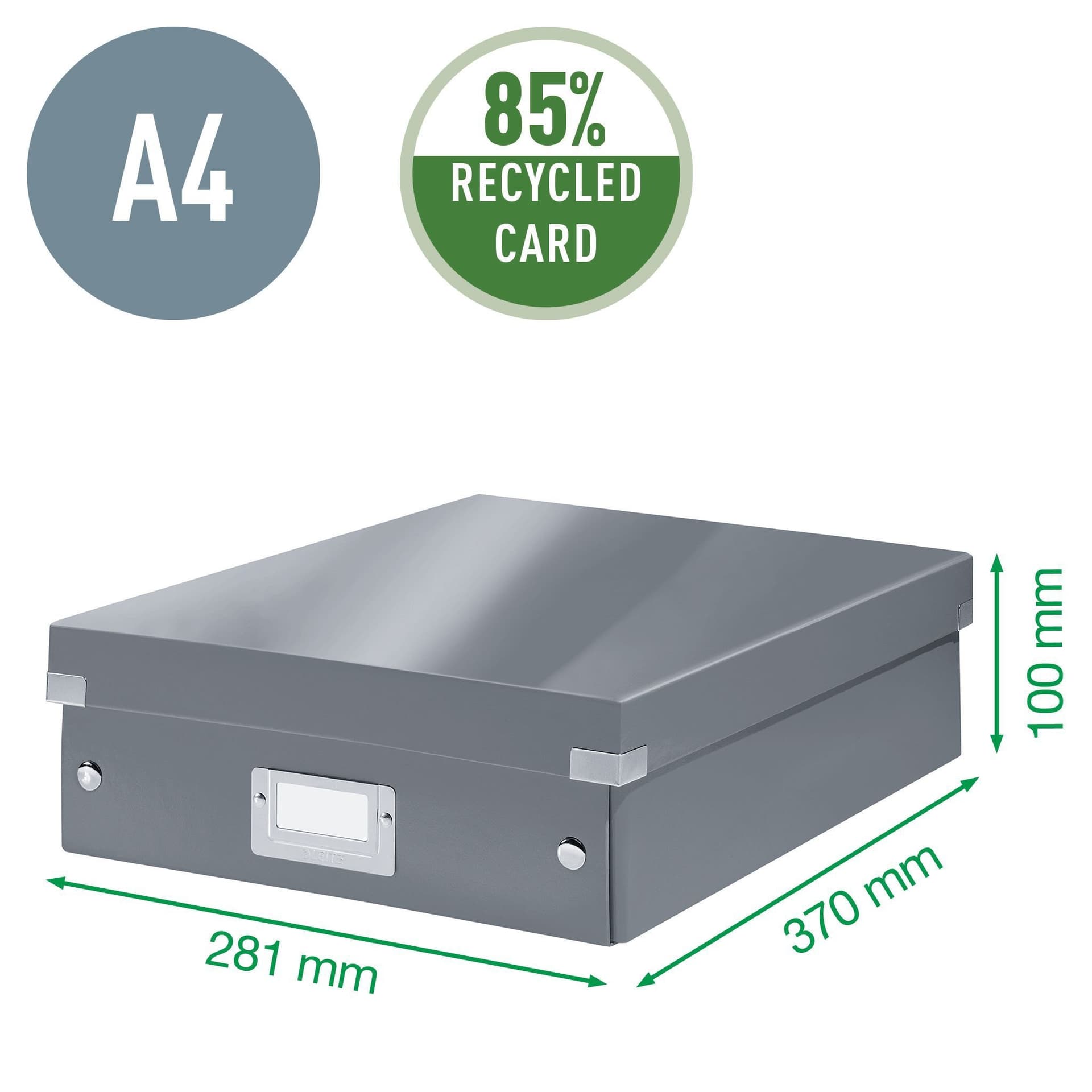 Opbergdoos Leitz Wow Click & Store organiser 280x100x370mm middel gerecycled karton zwart 2