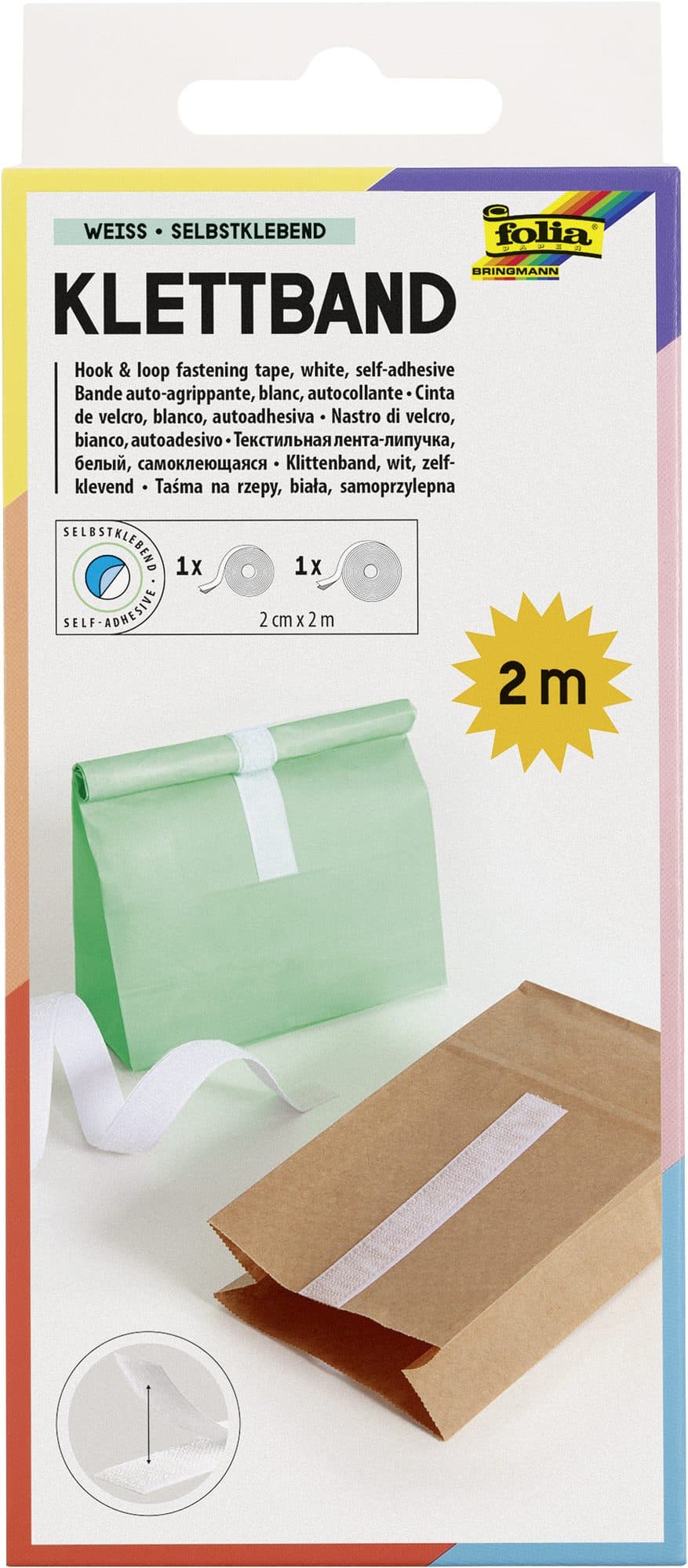 Klittenband Folia 20mmx2m wit 2 rollen