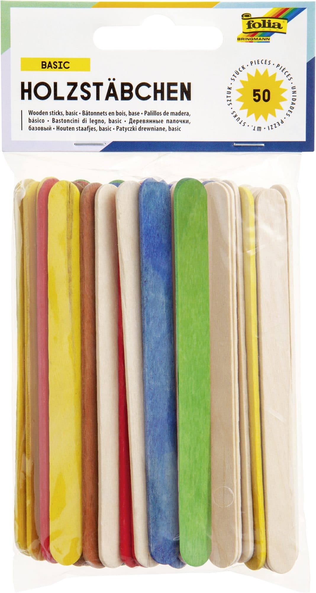 Stokje Folia hout assorti 50 stuks