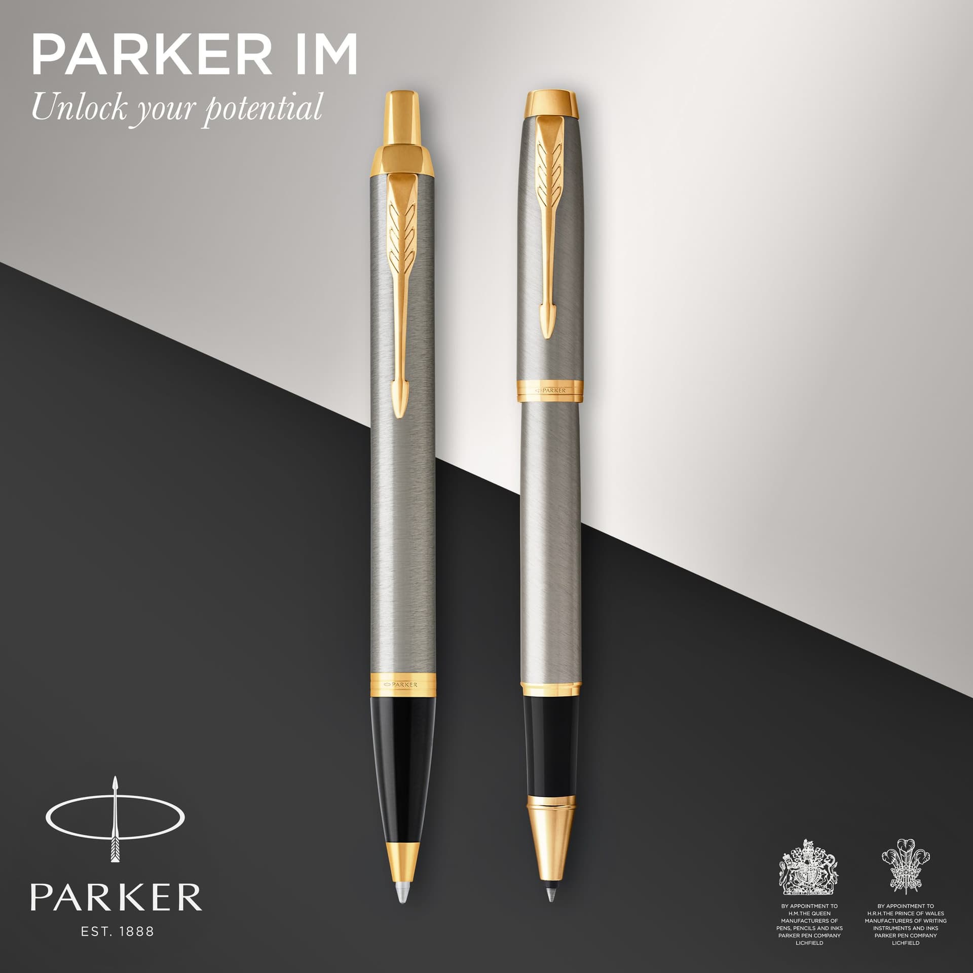 Balpen en Rollerpen Parker IM brushed metal GT medium 2 stuks 2