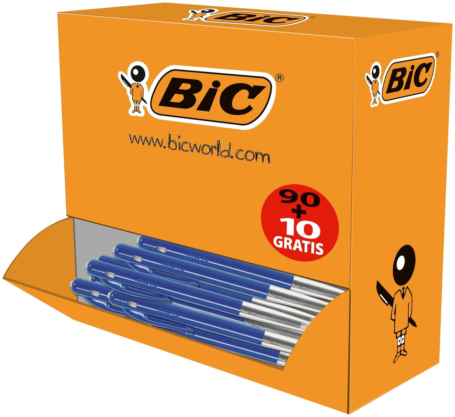Balpen Bic M10 medium blauw doos 90+10 gratis 2