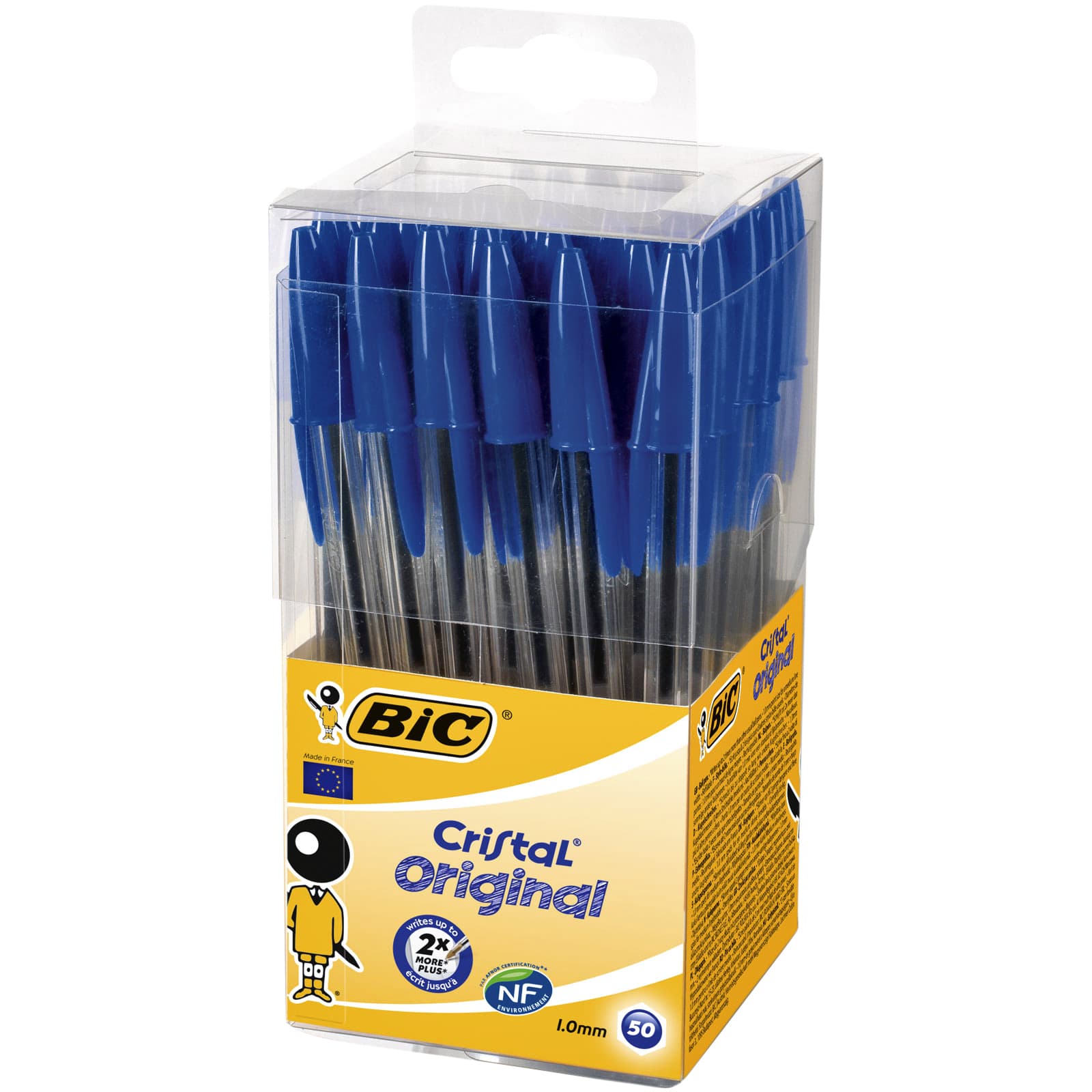 Balpen Bic Cristal medium blauw in tubo verpakking 3