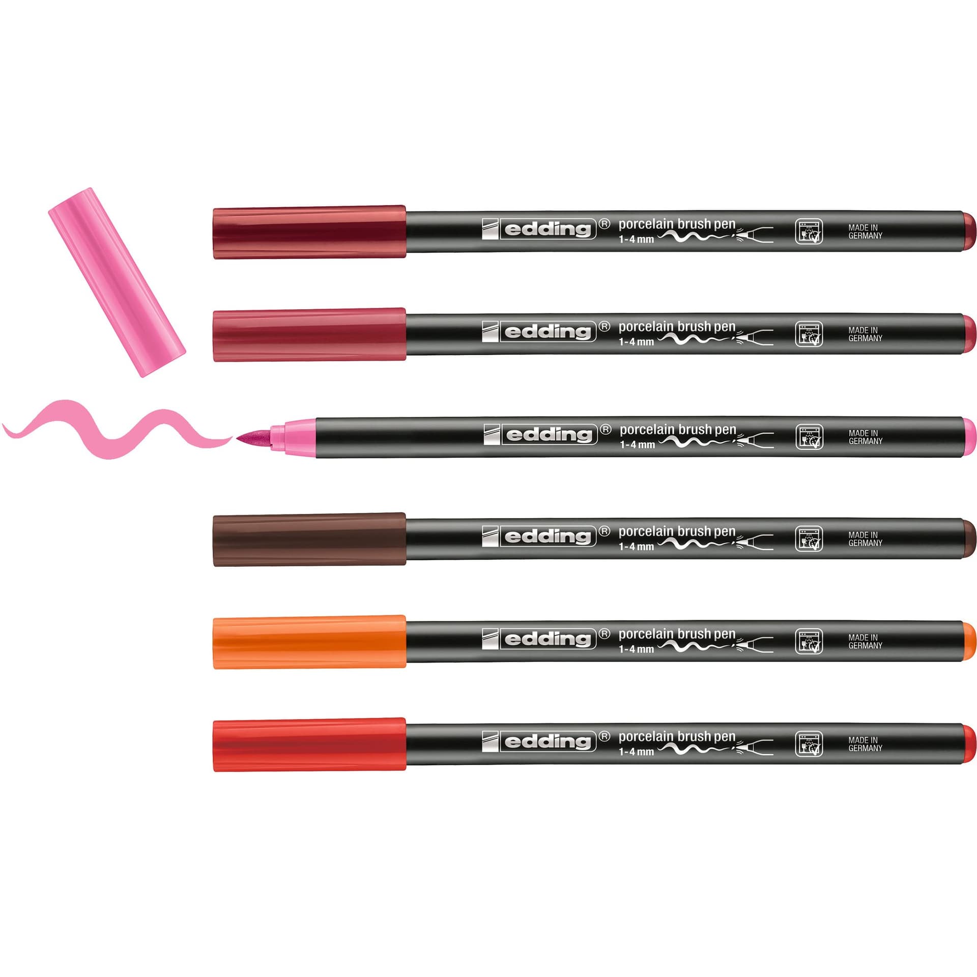 Brushpen edding 4200 porselein warme kleuren assorti etui à 6 stuks 2
