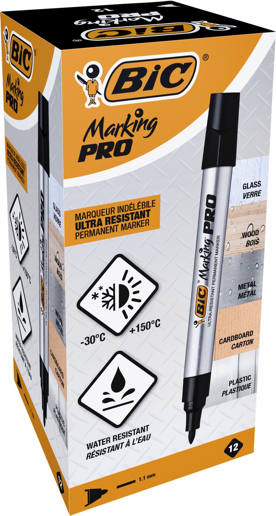 Viltstift Bic Pro rond medium zwart 3