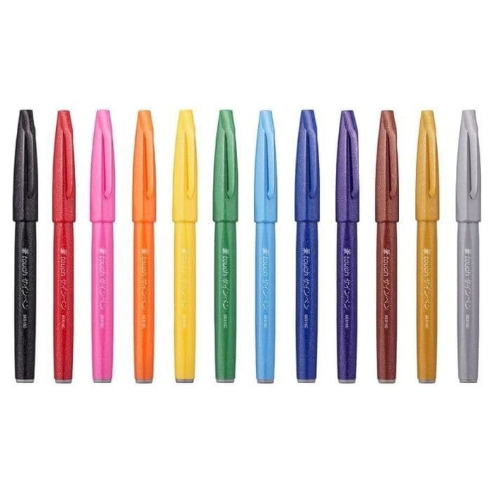 Brushpen Pentel SES15C Sign Artist standaardkleuren 12 stuks 4