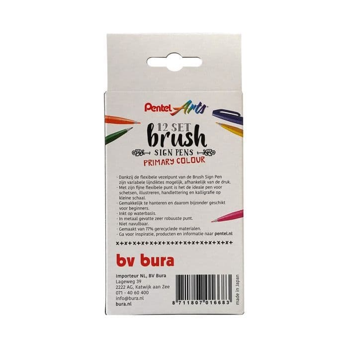 Brushpen Pentel SES15C Sign Artist standaardkleuren 12 stuks 7