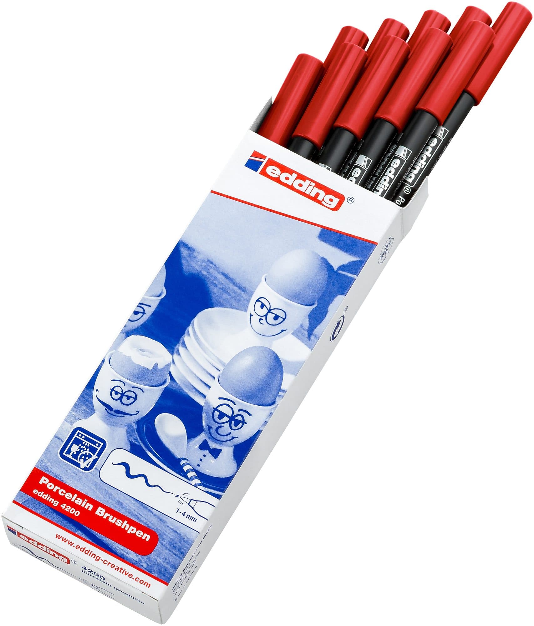 Brushpen edding 4200 porselein rood 5