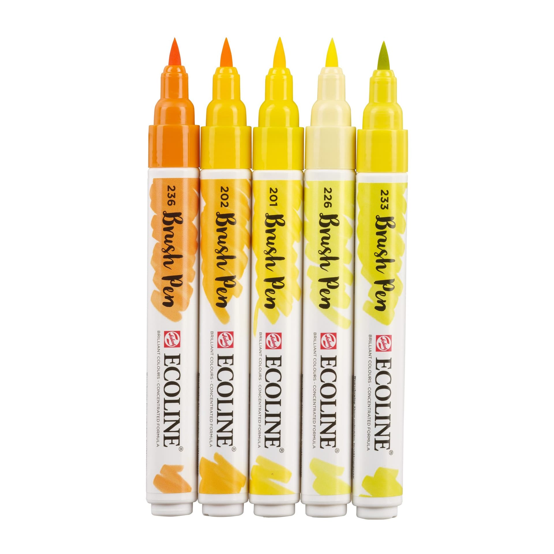 Brushpen Talens Ecoline set à 5 stuks geel 2